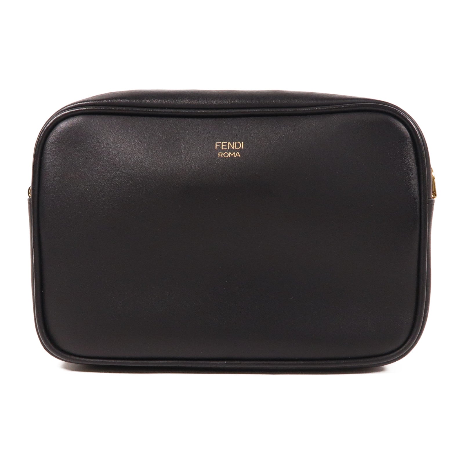 FENDI 皮革Shoulder Bag金扣肩背袋棕色/黑色