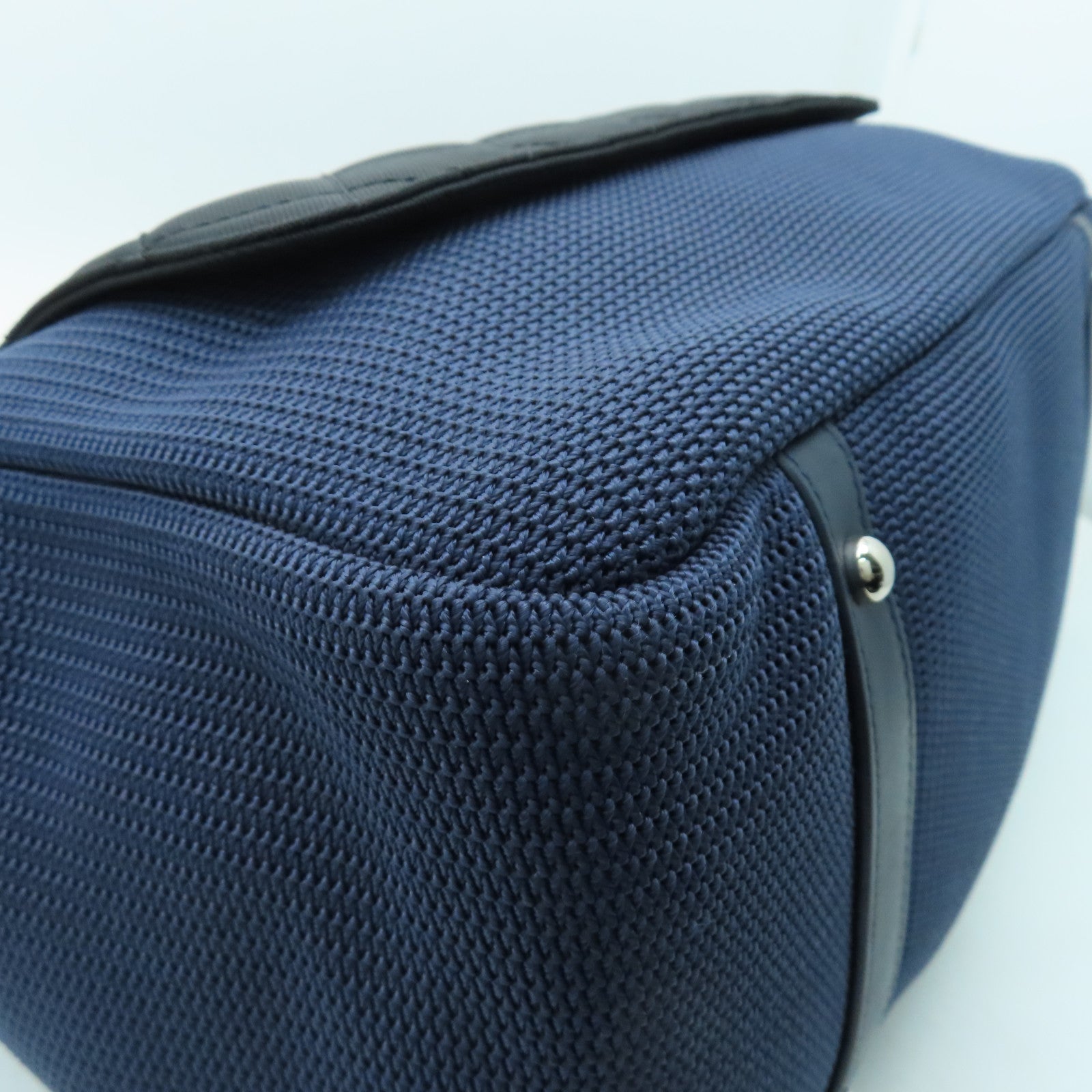 CHANEL 【激減優惠】菱格帆布Tote Bag銀扣手挽袋藍色/黑色