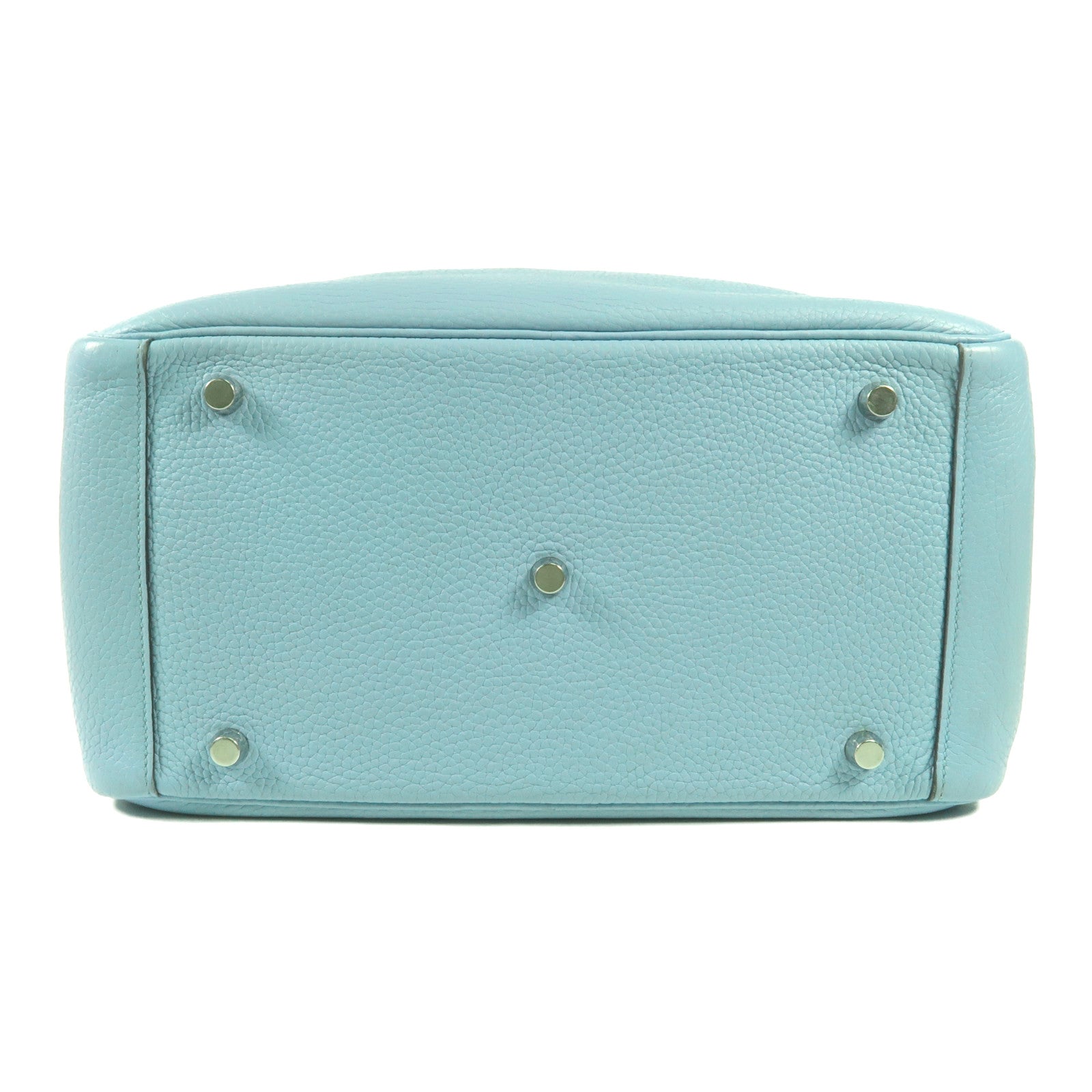 HERMES Clemence皮革Lindy 30銀扣手挽肩背兩用袋Bleu Atoll