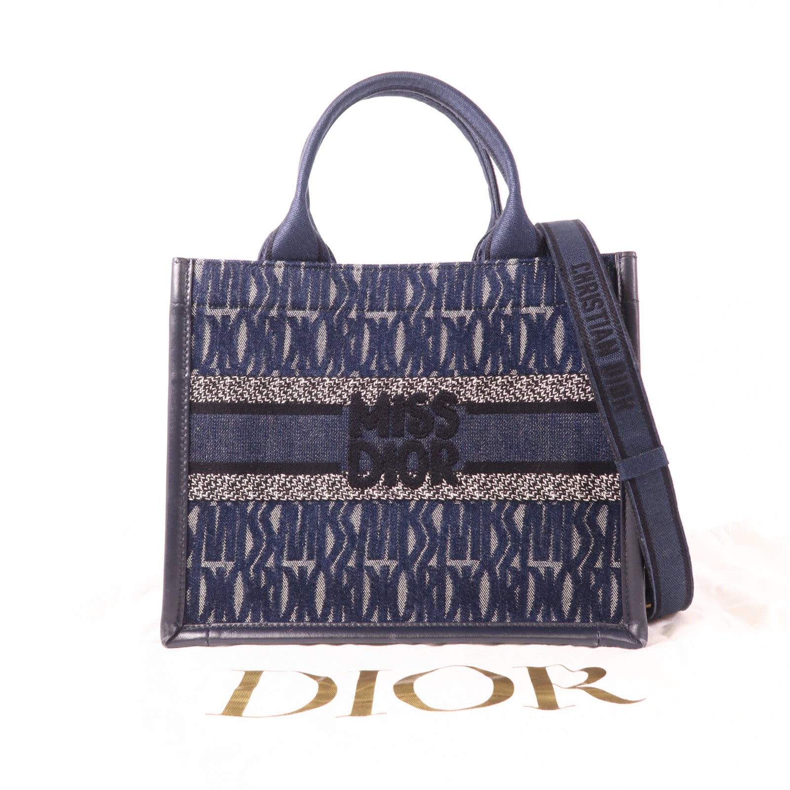 Dior 帆布Small Book Tote金扣手挽肩背兩用袋