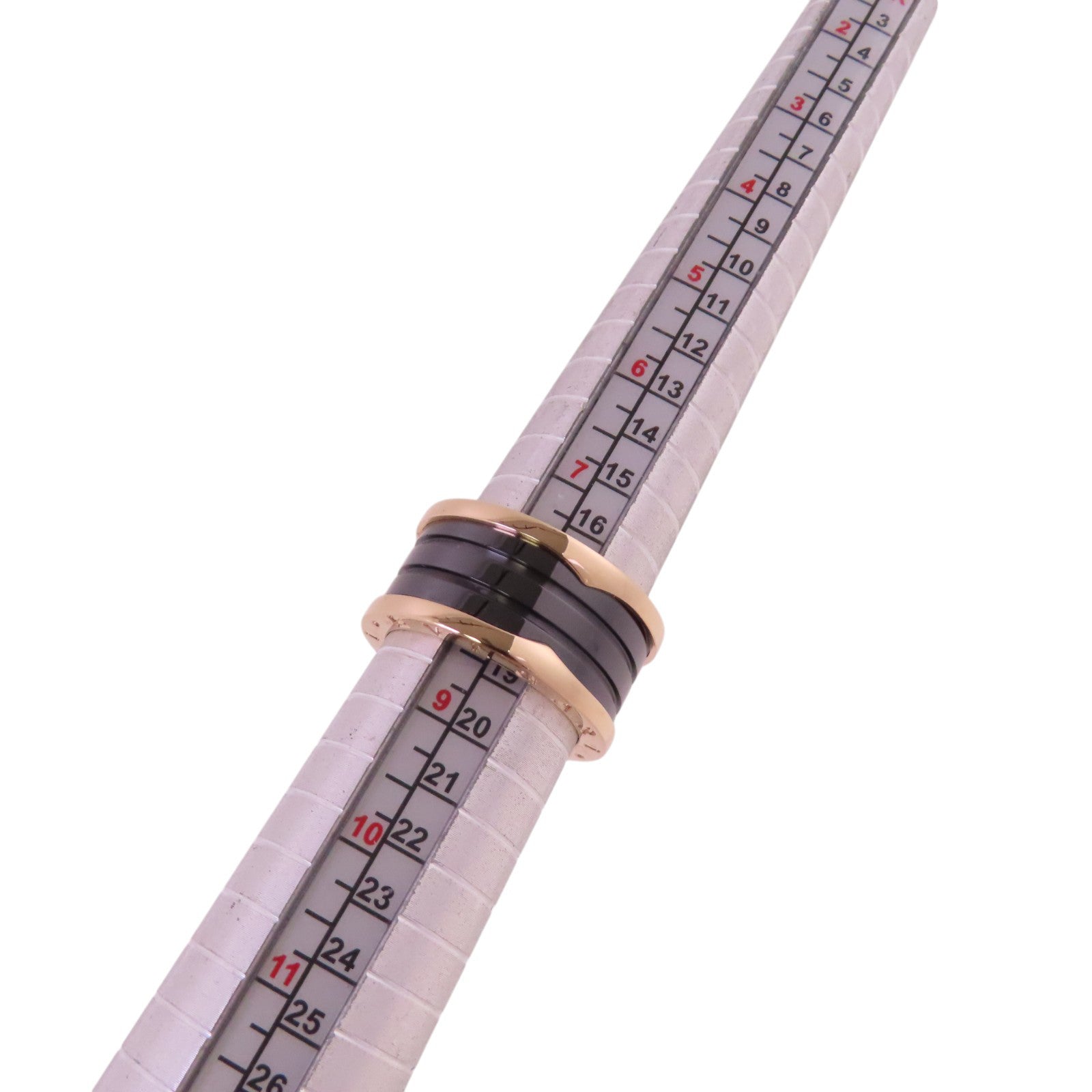 BVLGARI 18K玫瑰金/陶瓷B-Zero 1 4Band Ring戒指#59/US#8.25