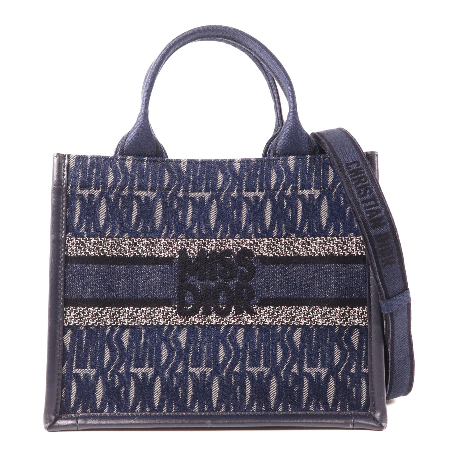 Dior 帆布Small Book Tote金扣手挽肩背兩用袋