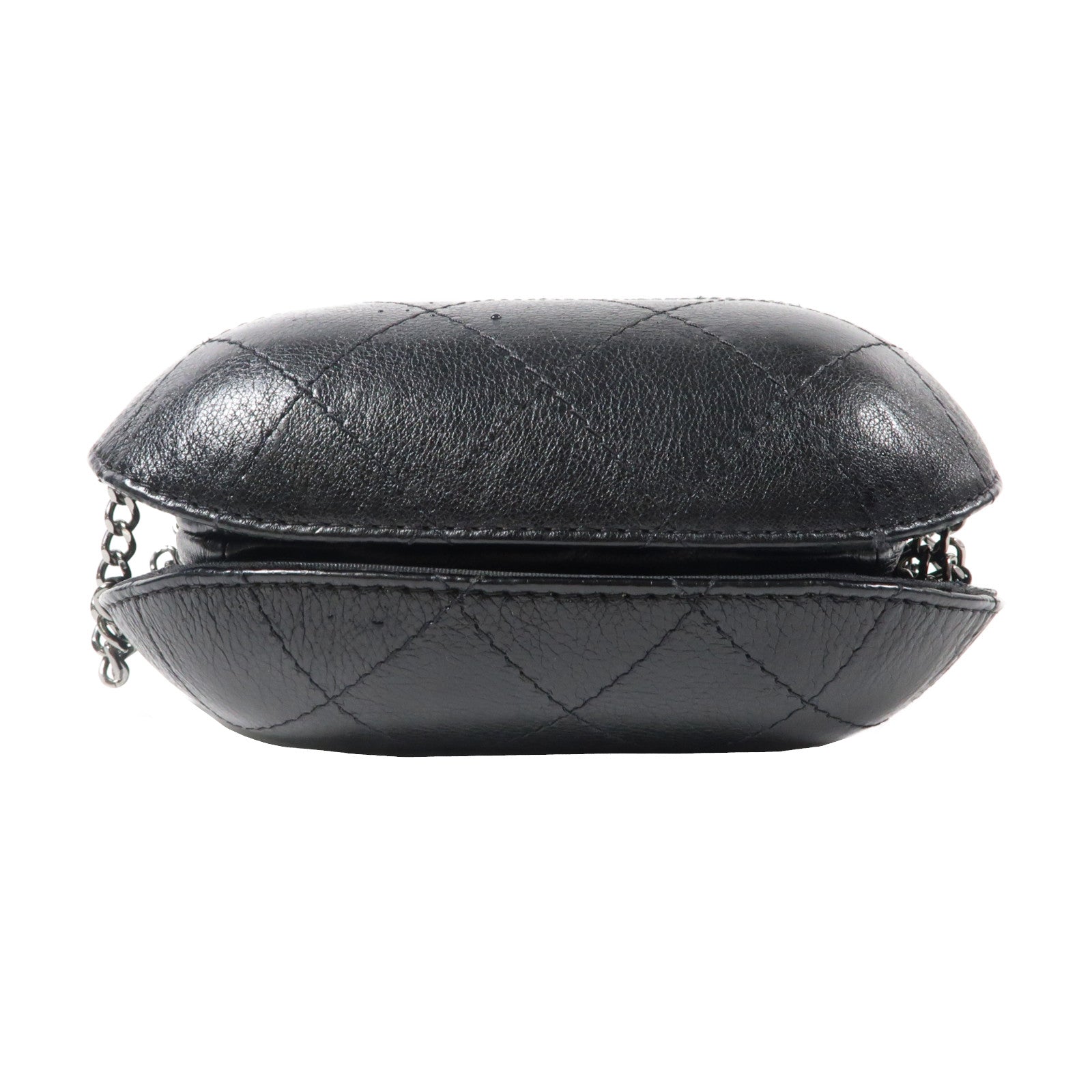 CHANEL 【激減優惠】菱格牛皮皮革Chain Shoulder Bag金扣/銀扣鏈帶肩背袋黑色
