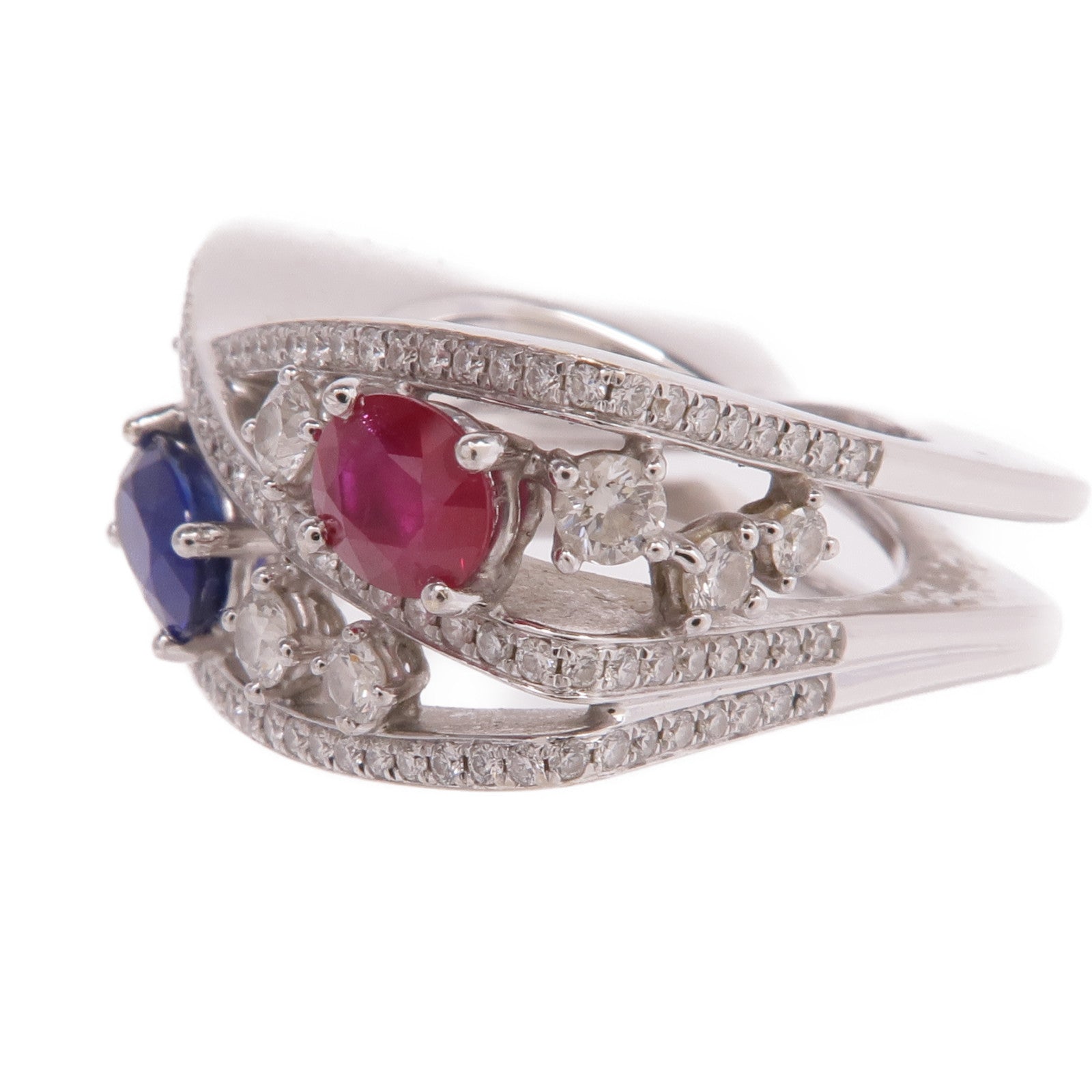 JEWELRY 18K白金Multi Sapphire Diamond Ring多色藍寶石/鑽石戒指US#6