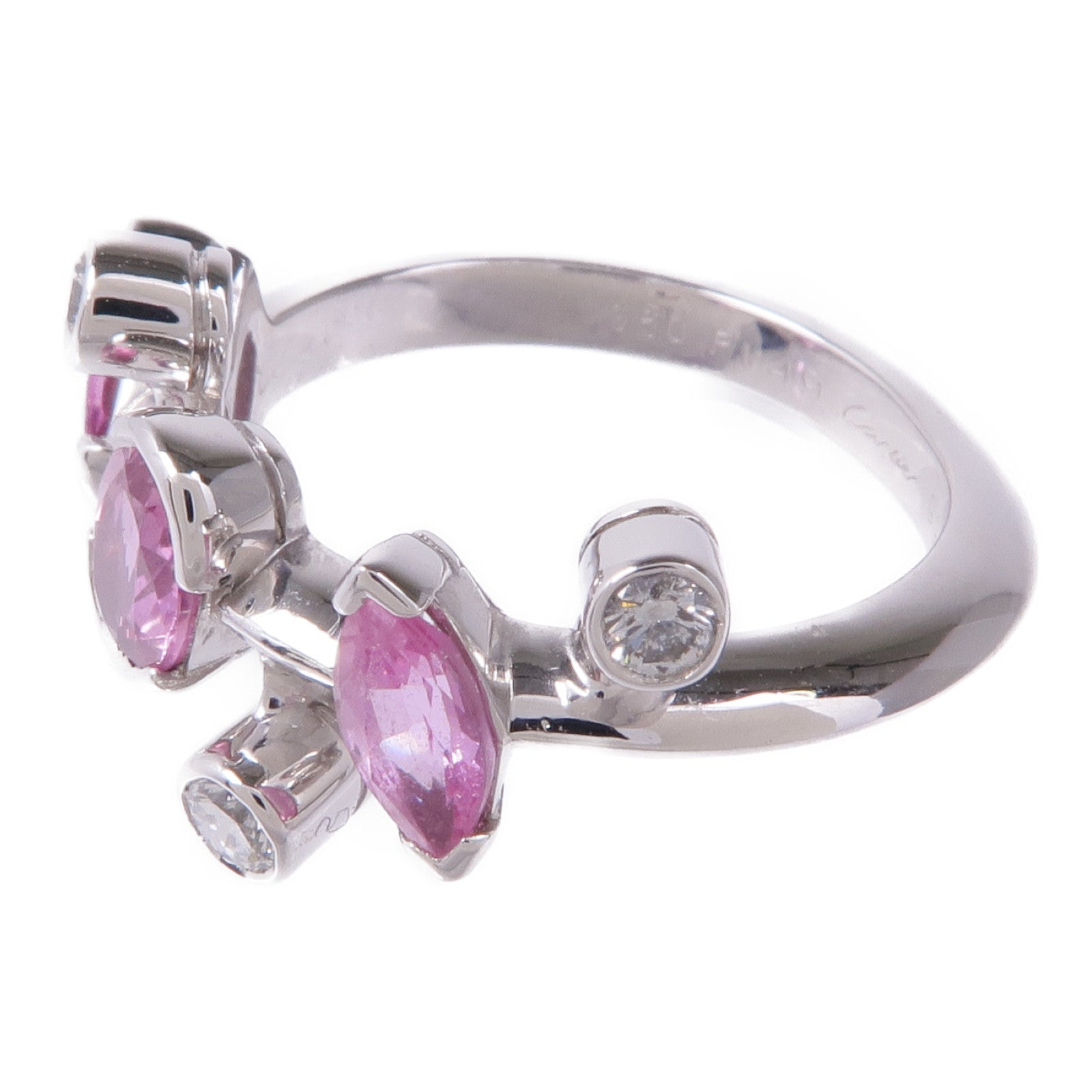 CARTIER 【激減優惠】PT950鉑金Merimero Ring粉紅色藍寶石/鑽石戒指Cartier#49/US#5