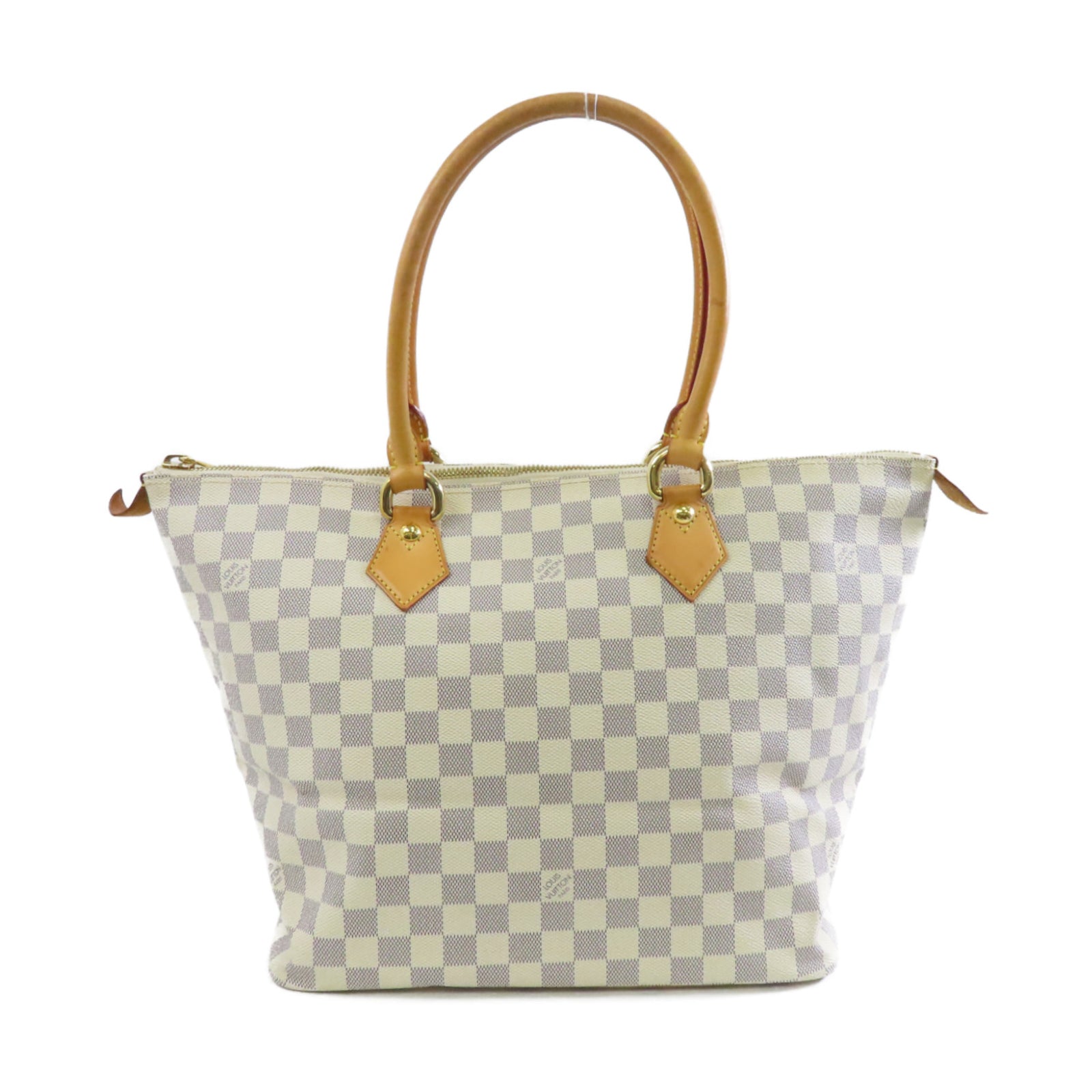 LOUIS VUITTON Damier Azur Saleya MM金扣肩背袋白色