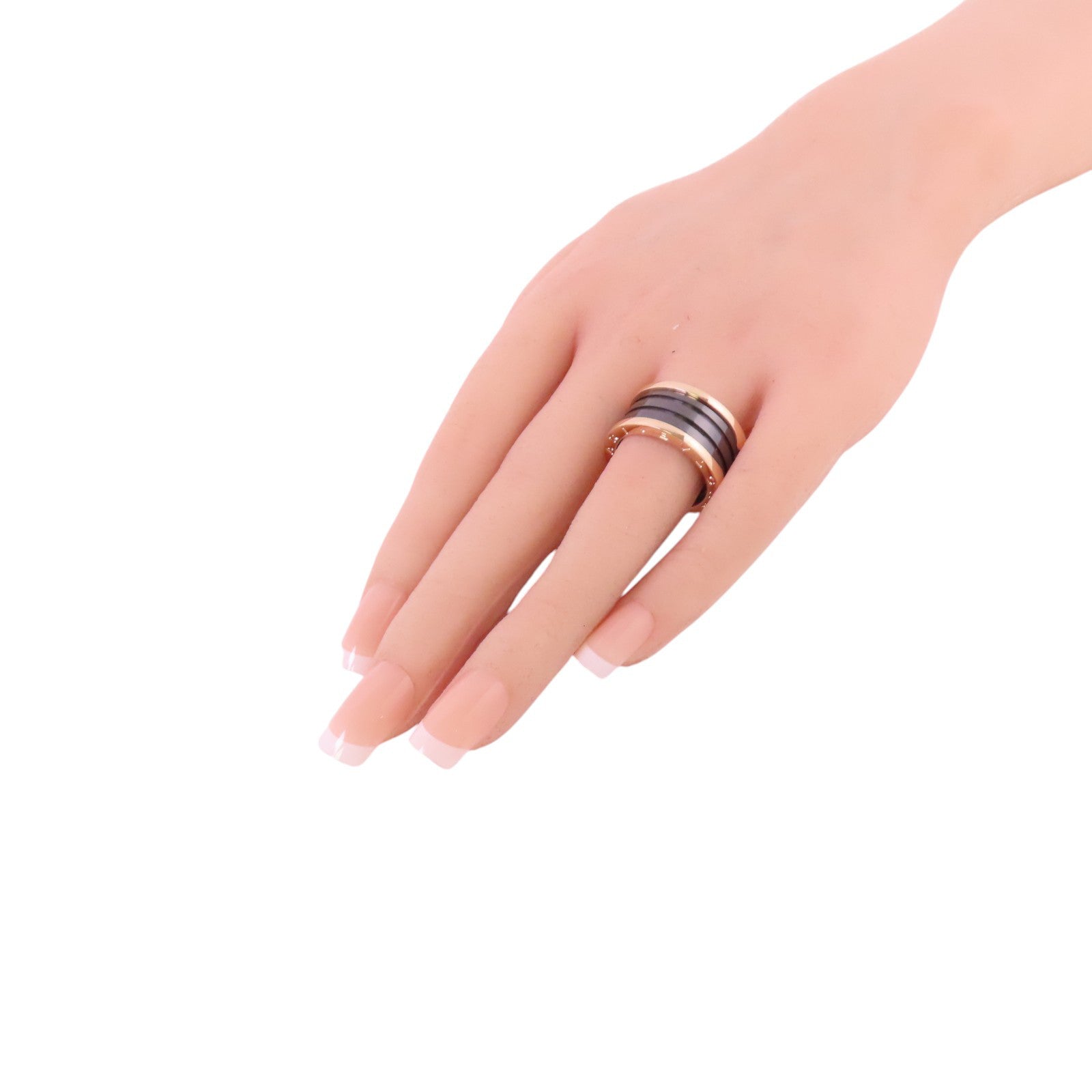 BVLGARI 18K玫瑰金/陶瓷B-Zero 1 4Band Ring戒指#59/US#8.25