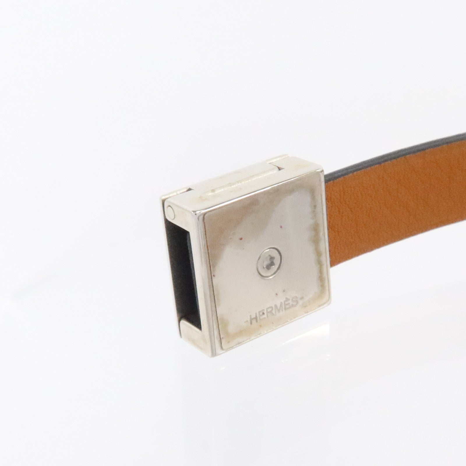 HERMES Swift皮革Medor Infini Double Tour Bracelet銀扣手鏈Black/Fauve