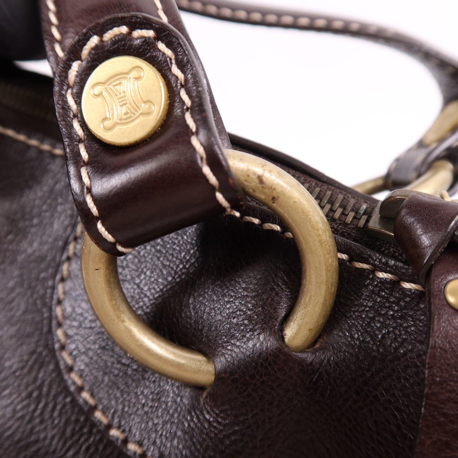 CELINE 牛皮皮革Bowling Bag金扣肩背袋