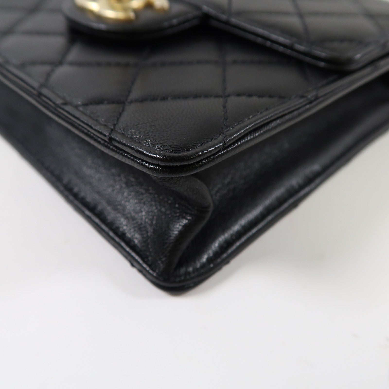 CHANEL【激減優惠】 羊皮皮革Matelasse Pearl Chain Bag金扣鏈帶肩背袋黑色