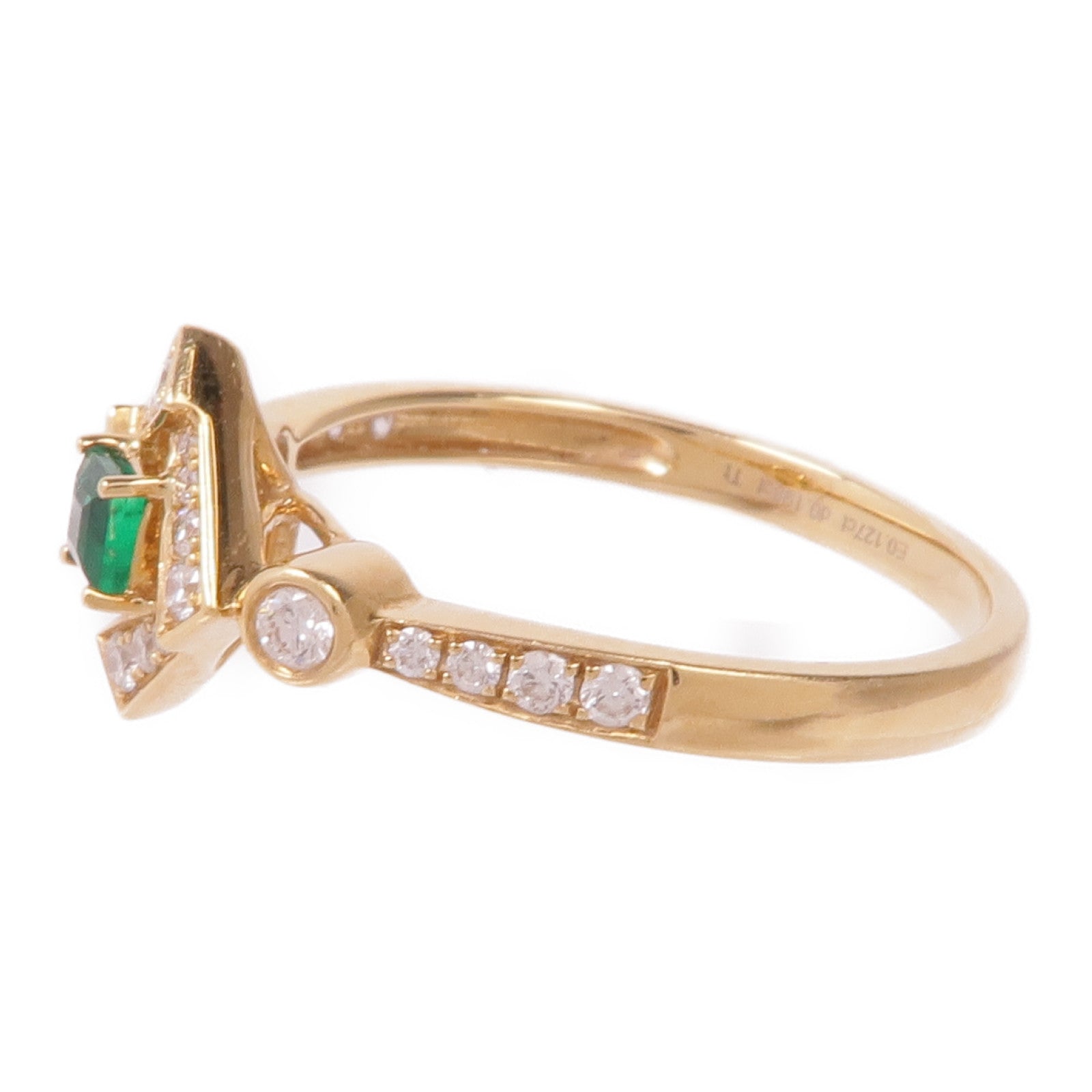 JEWELRY 18K黃金Emerald Diamond Ring綠寶石/鑽石戒指US#6