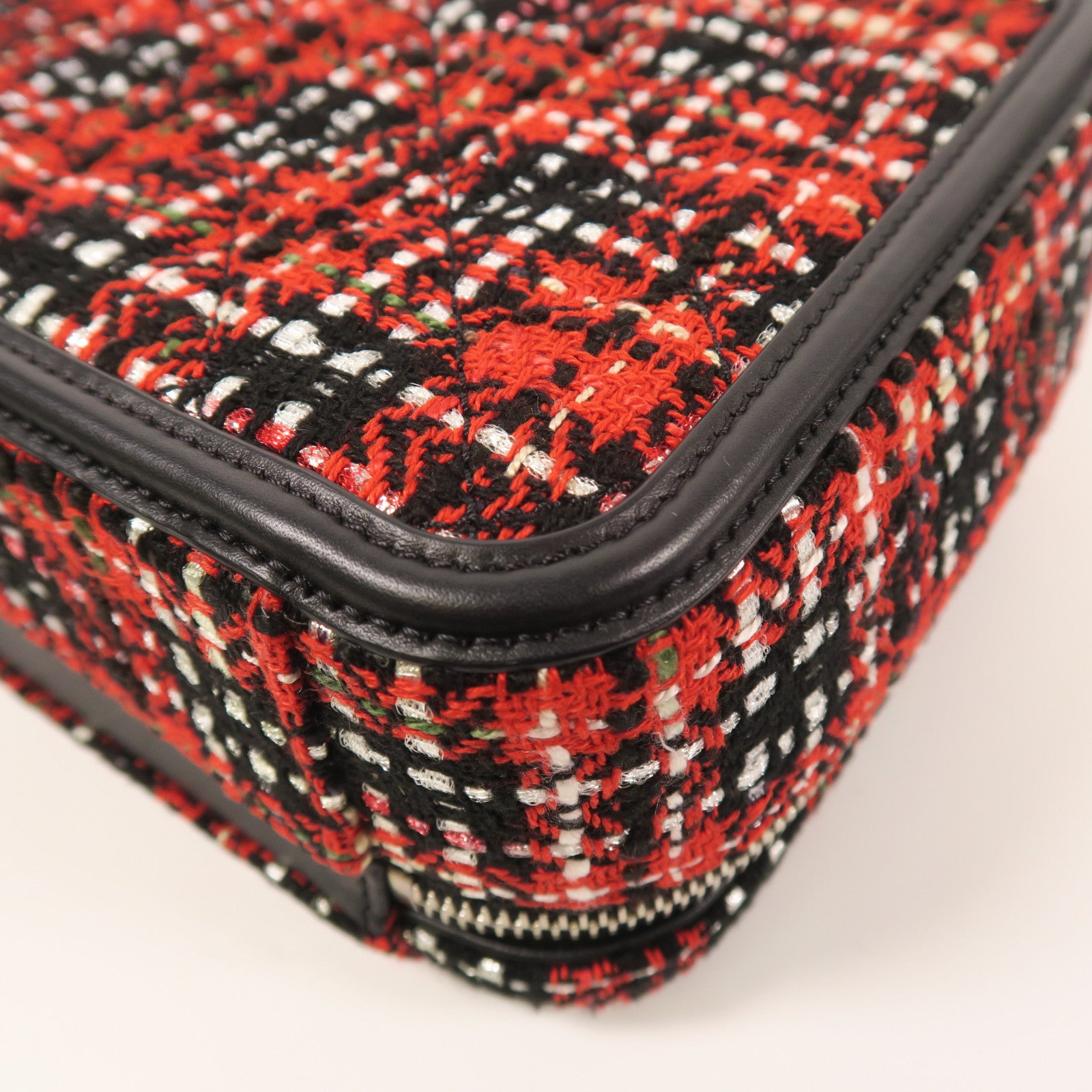 CHANEL 【激減優惠】Tweed Vanity Case銀扣手挽肩背兩用袋