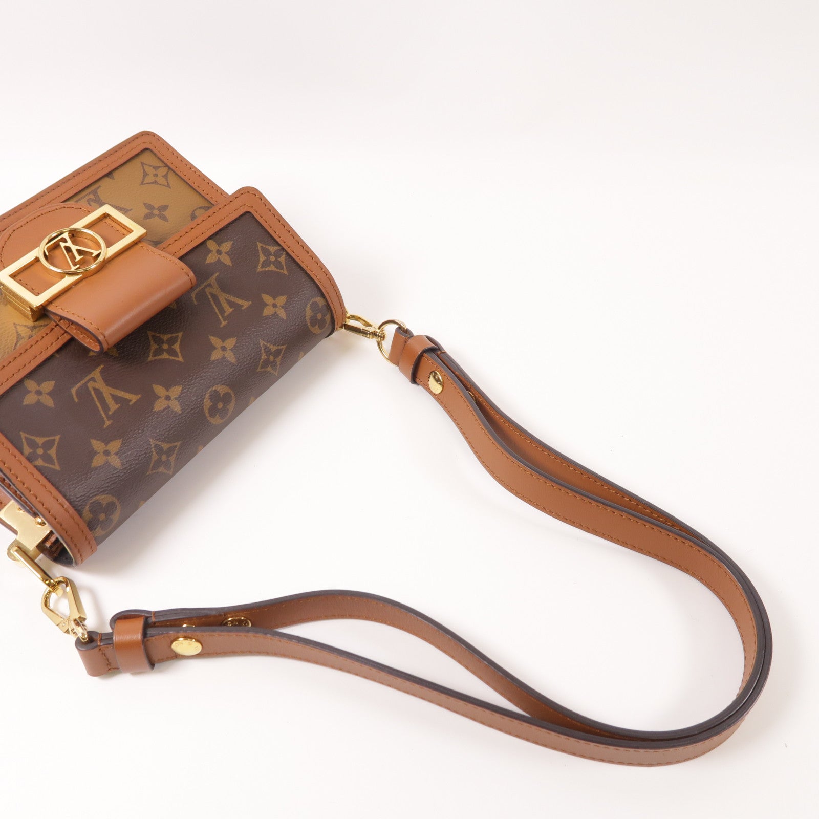 LOUIS VUITTON Monogrqam Reverse Mini Dauphine肩背袋棕色