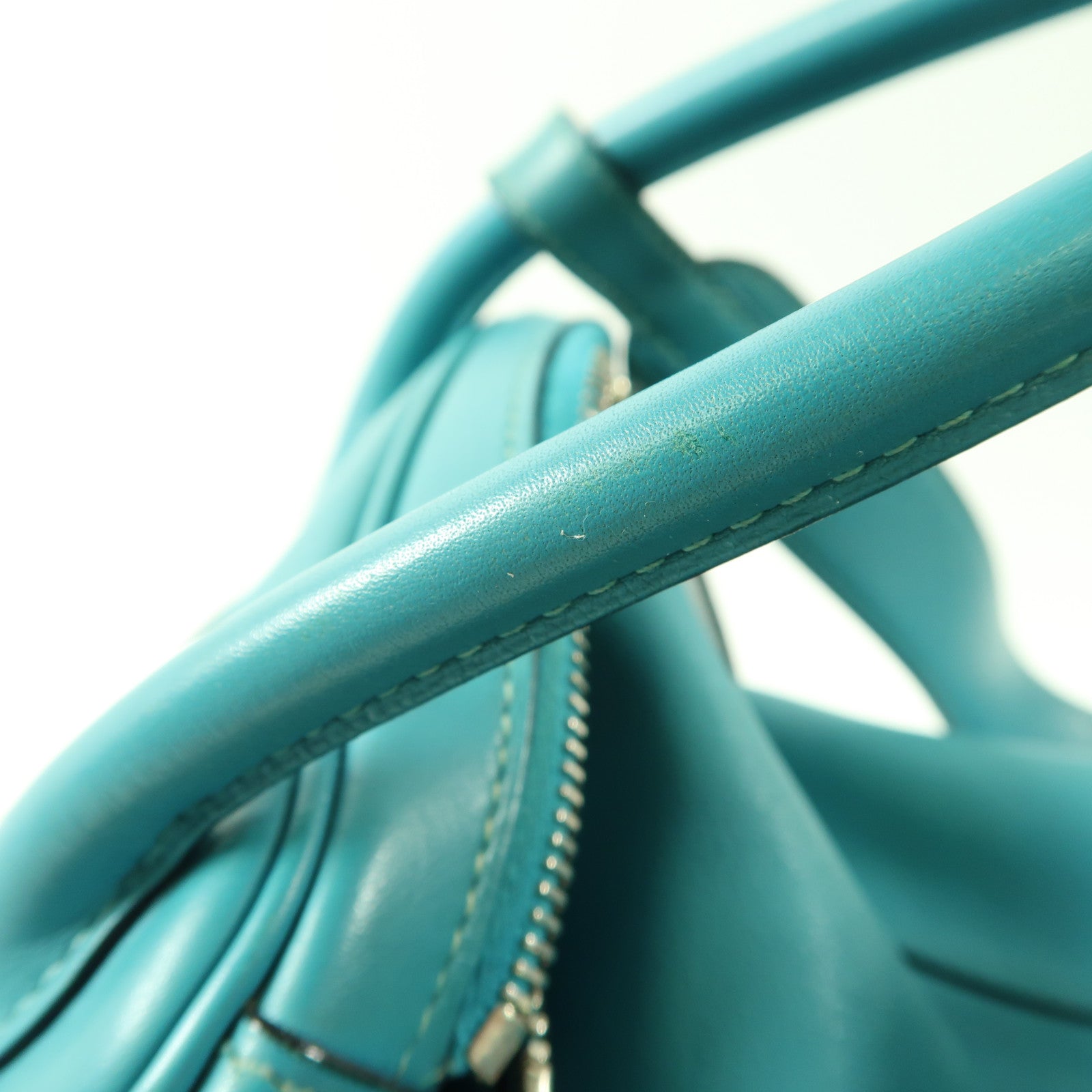 HERMES PHW Lindy 30 2 Way Shoulder Handbag Swift Leather Bleu Paon Green
