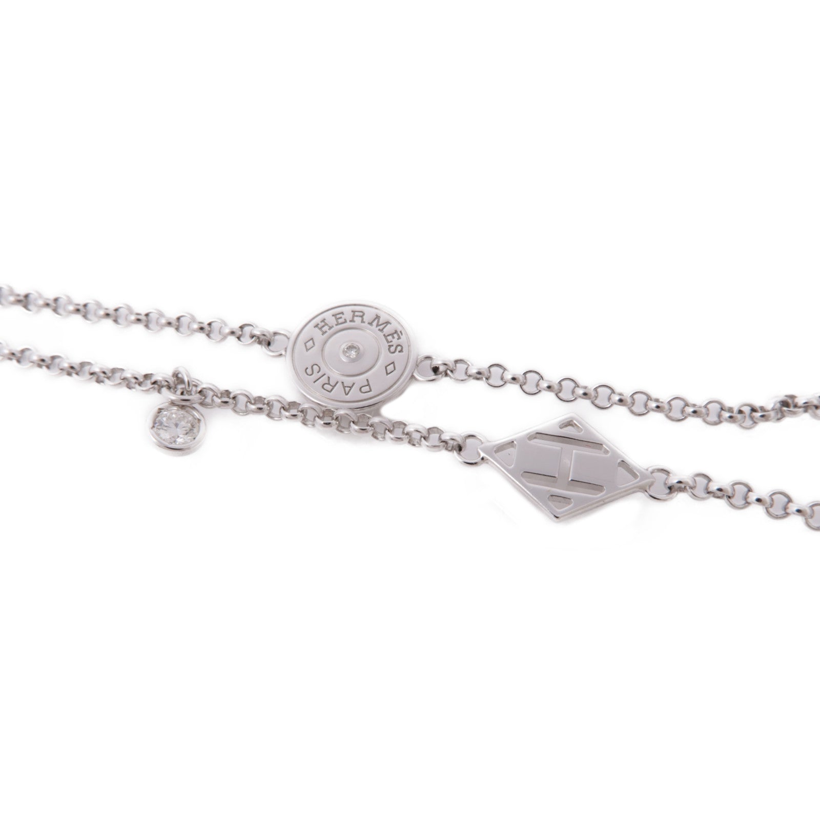 HERMES 18K白金Gambade Necklace鑽石項鍊