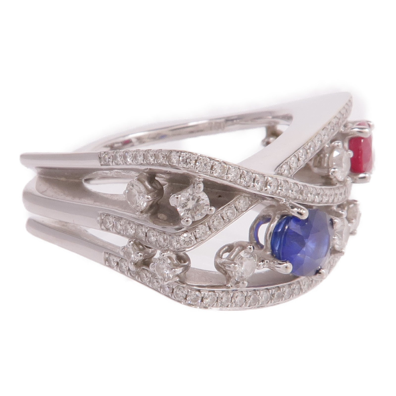 JEWELRY 18K白金Multi Sapphire Diamond Ring多色藍寶石/鑽石戒指US#6