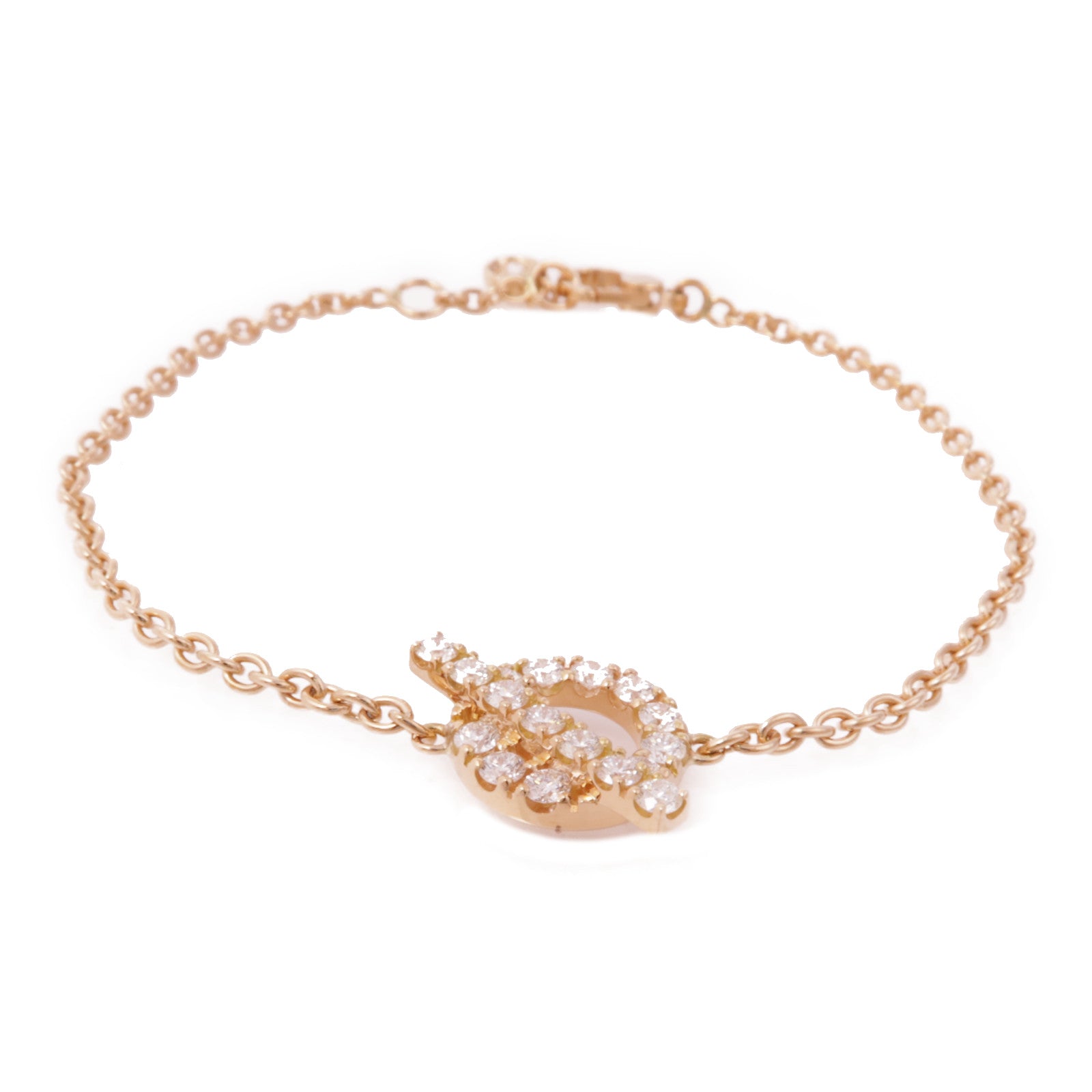 HERMES 18K玫瑰金Finesse Bracelet鑽石手鏈