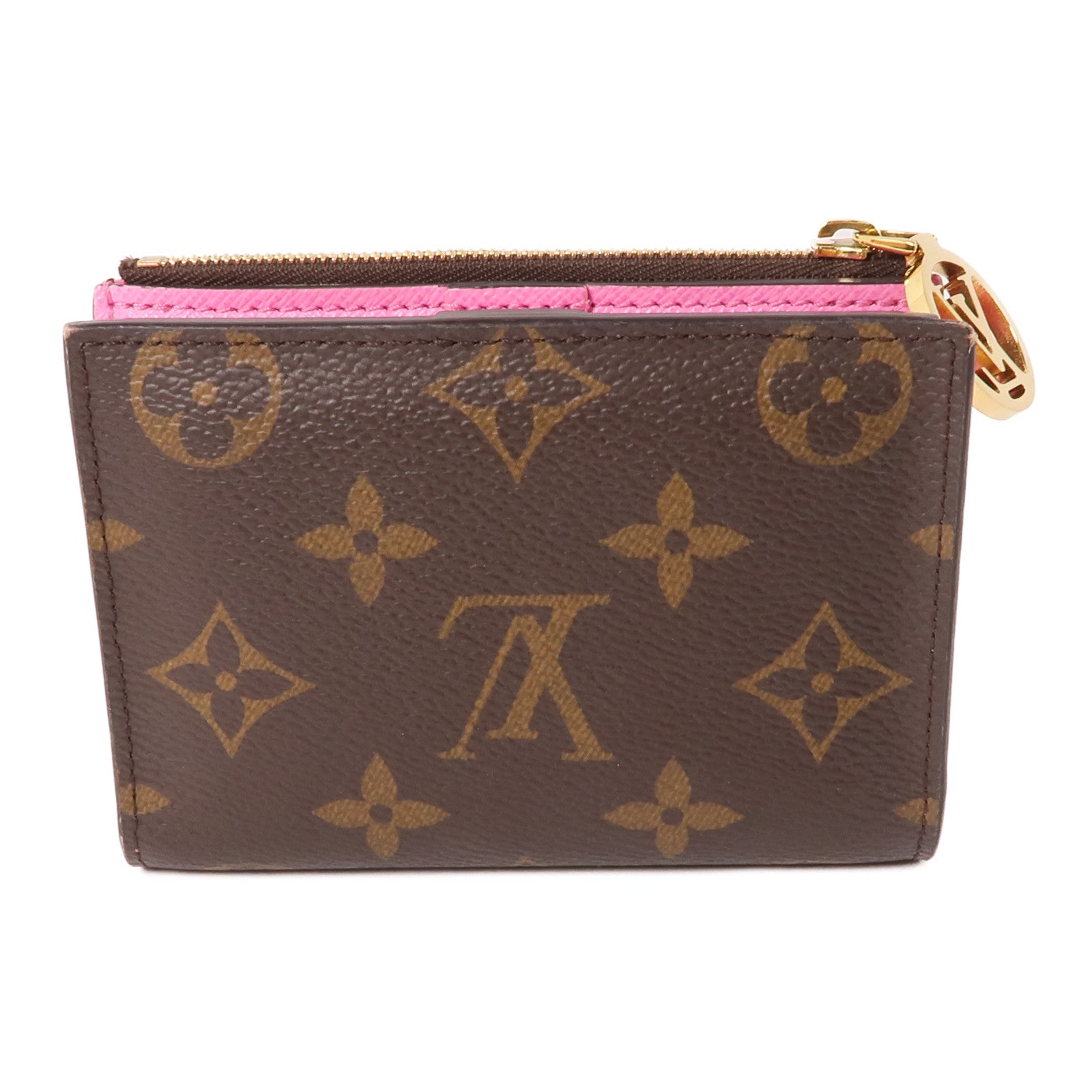LOUIS VUITTON Monogram Lisa Wallet金扣錢包棕色/粉紅色