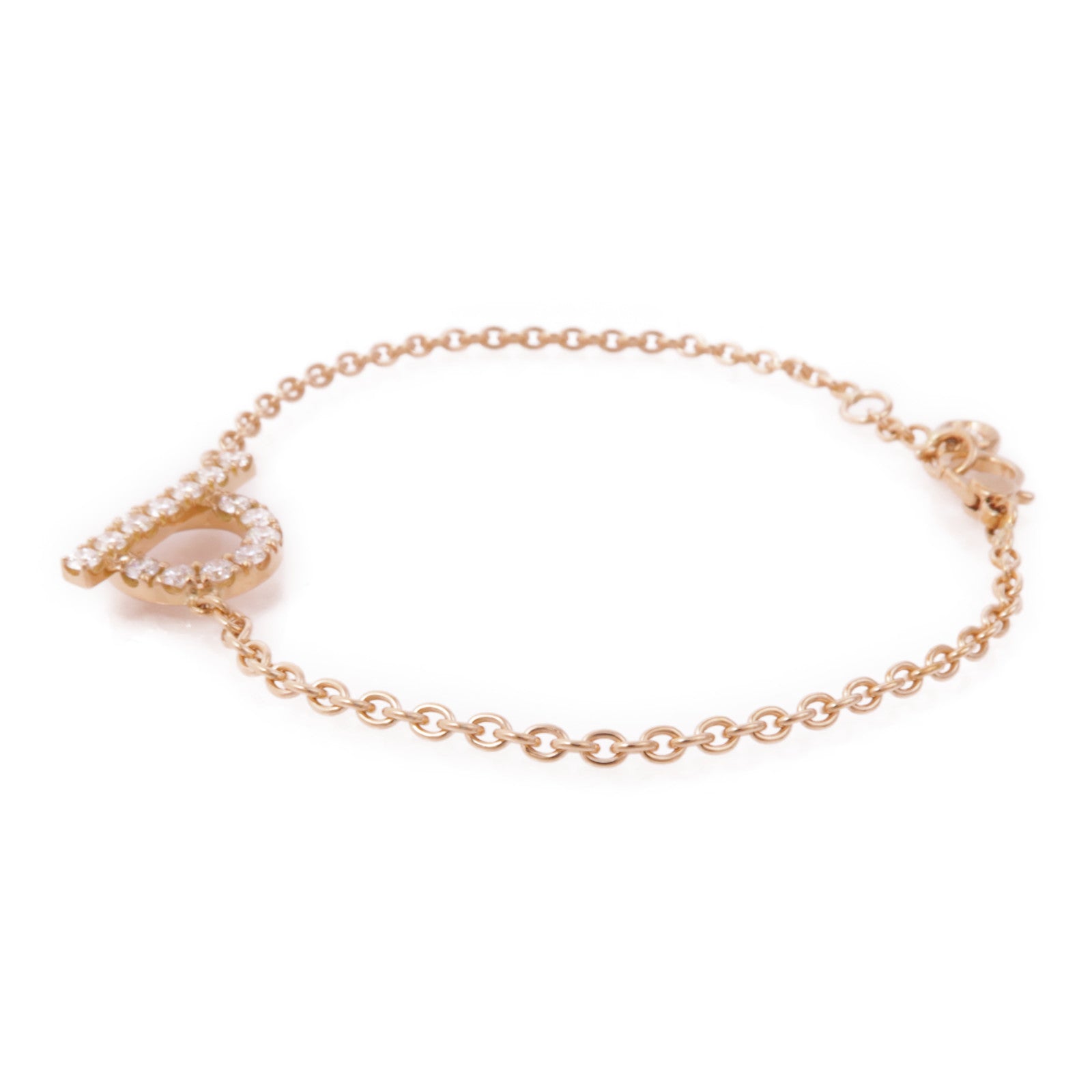 HERMES 18K玫瑰金Finesse Bracelet鑽石手鏈