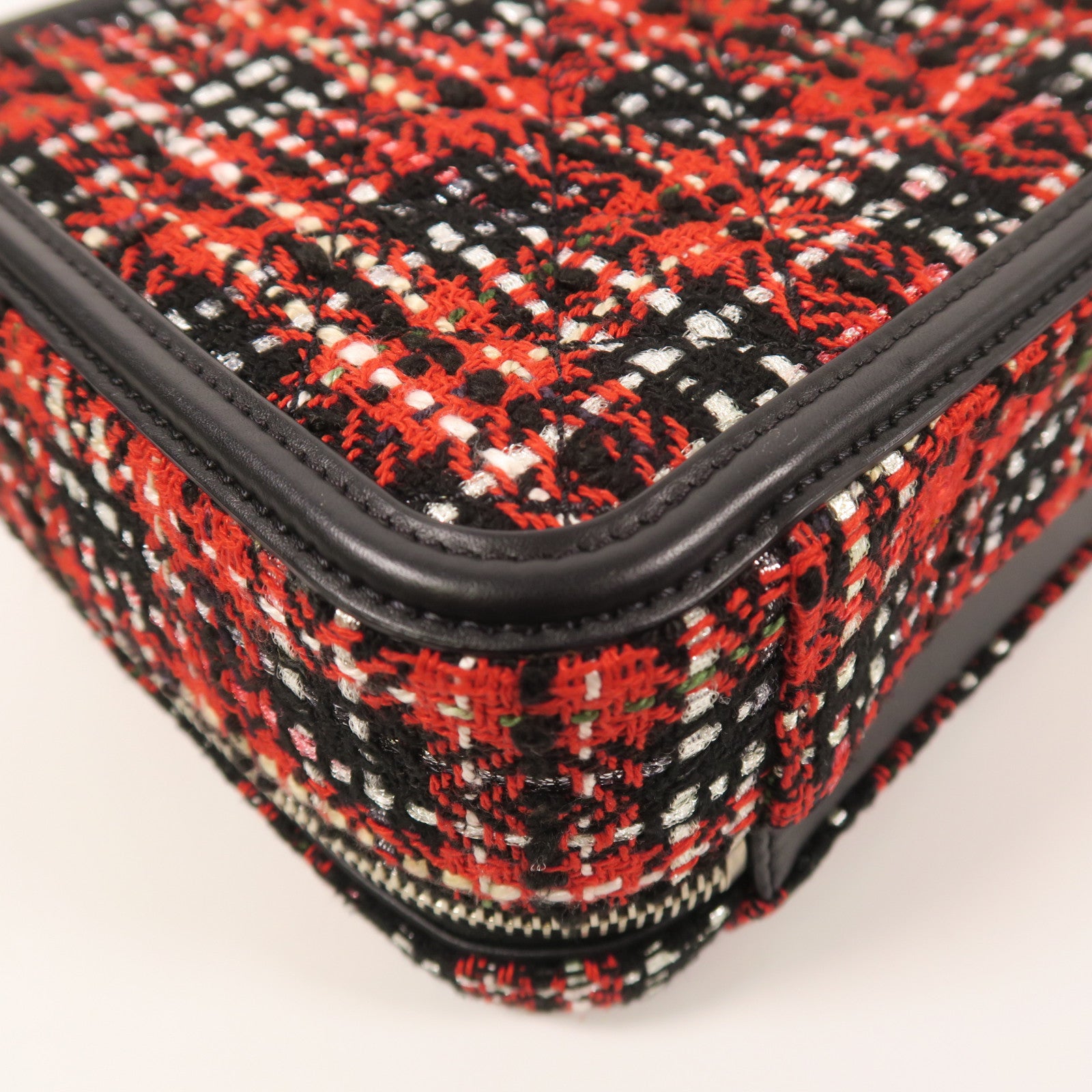 CHANEL 【激減優惠】Tweed Vanity Case銀扣手挽肩背兩用袋