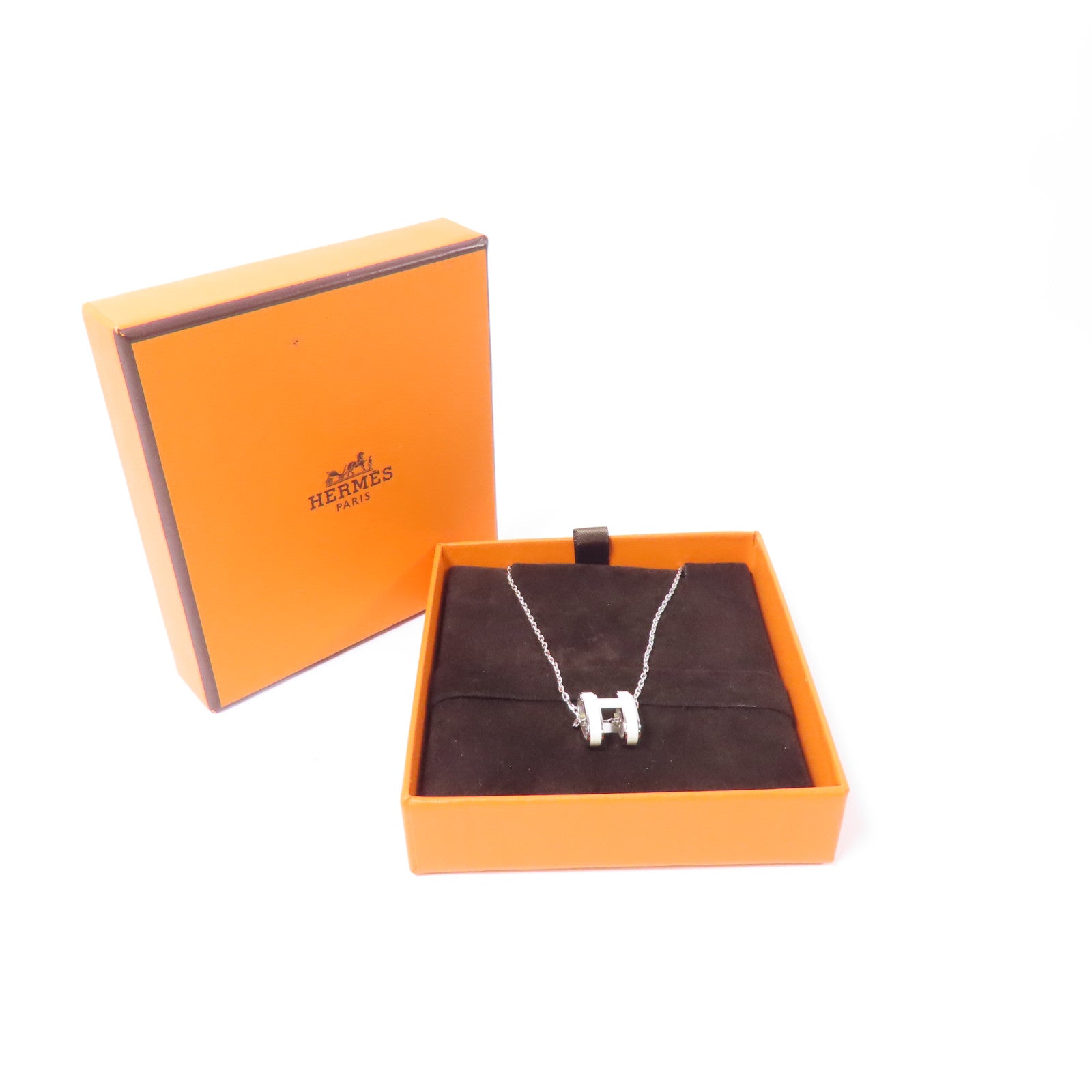 HERMES 金屬Pop H Necklace項鍊白色/銀色