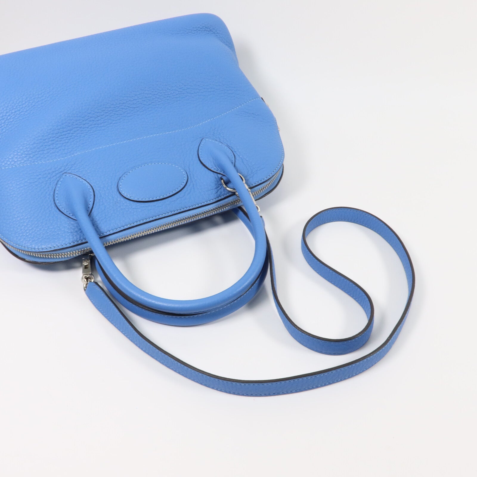 HERMES Clemence皮革Bolide 31手挽肩背兩用袋Bleu Paradis