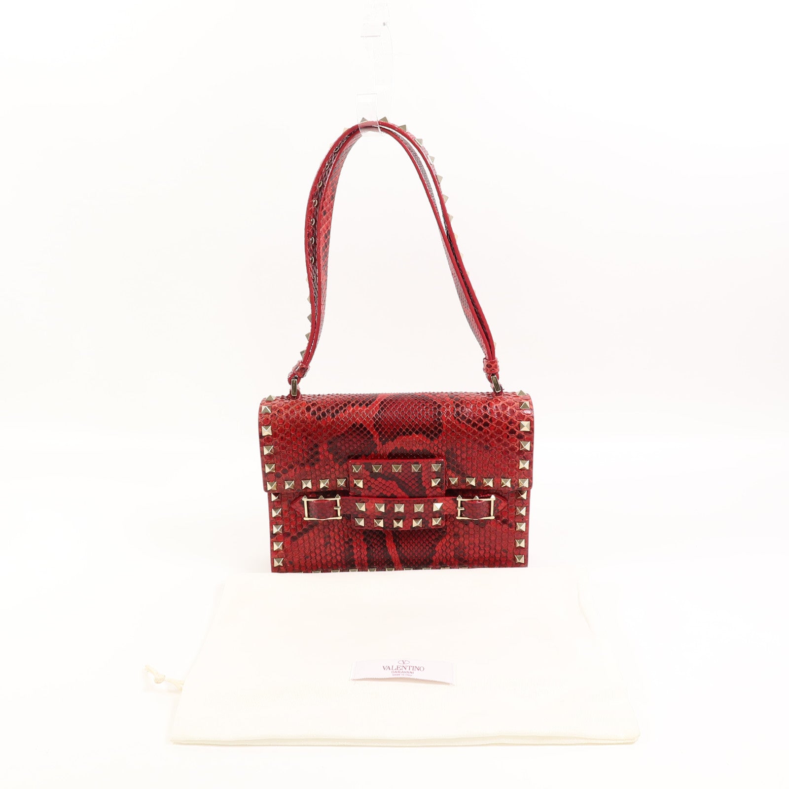 Valentino 蛇皮皮革Rockstud Bag肩背袋