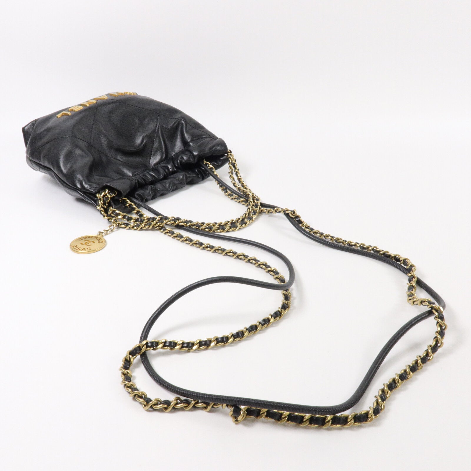 CHANEL 牛皮皮革Chanel 22 Mini鏈帶手挽肩背兩用袋