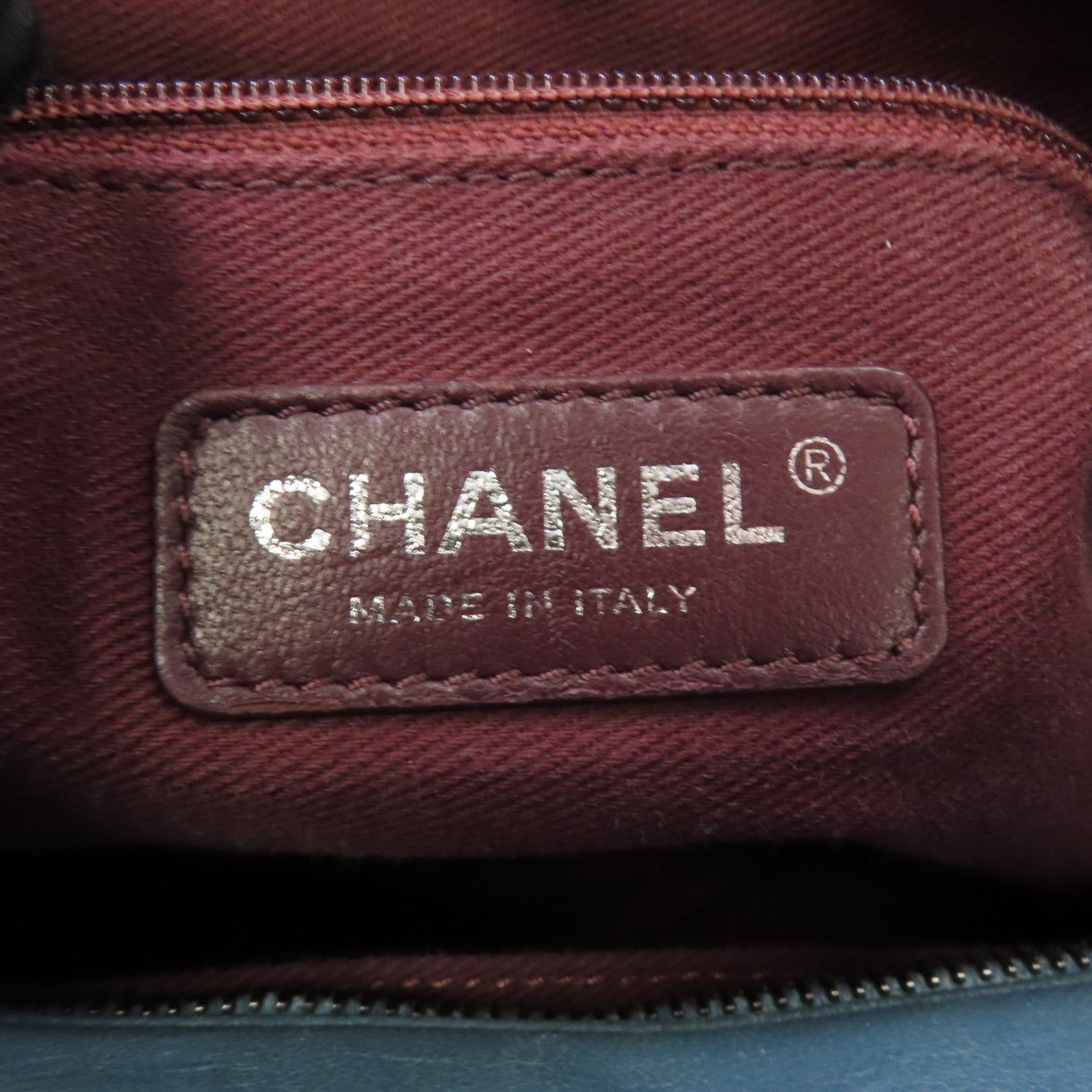 CHANEL 菱格牛皮皮革Tote Bag銀扣鏈帶肩背袋藍色