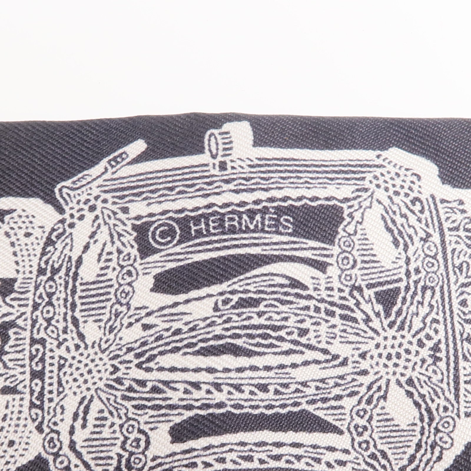 HERMES 絲質Merveilleuses Lanternes Twilly絲巾Noir/Blanc