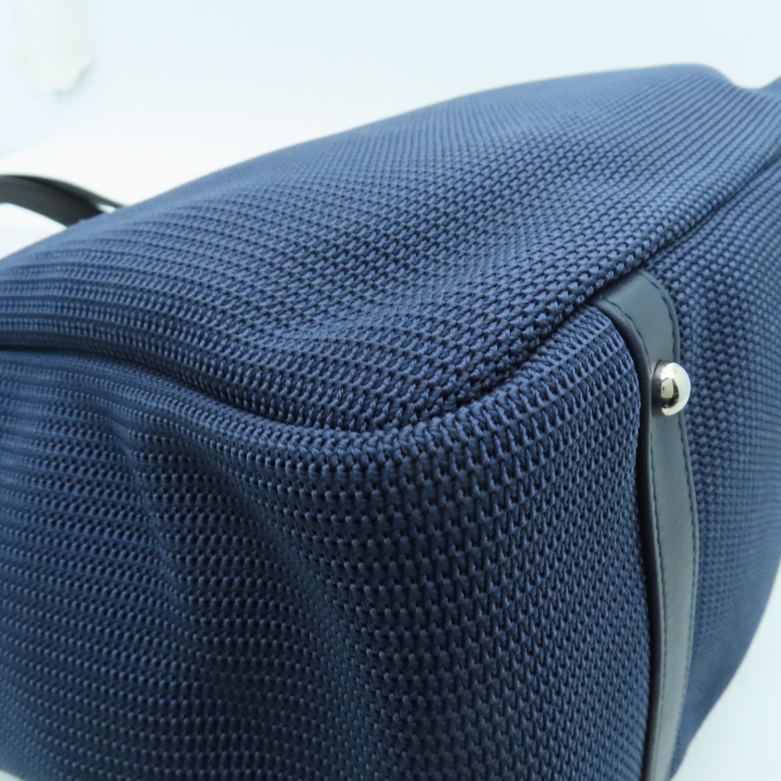 CHANEL 【激減優惠】菱格帆布Tote Bag銀扣手挽袋藍色/黑色