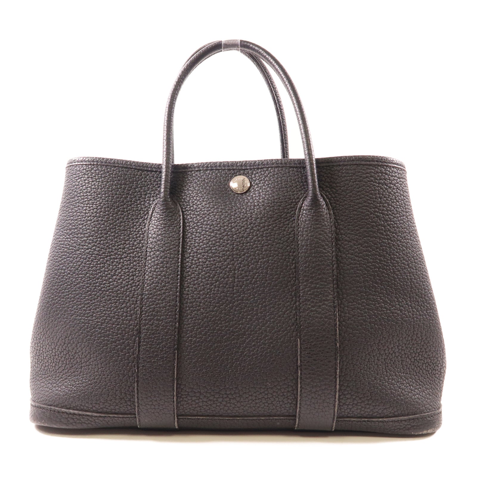HERMES Negonda皮革Garden Party TPM銀扣手挽袋Noir