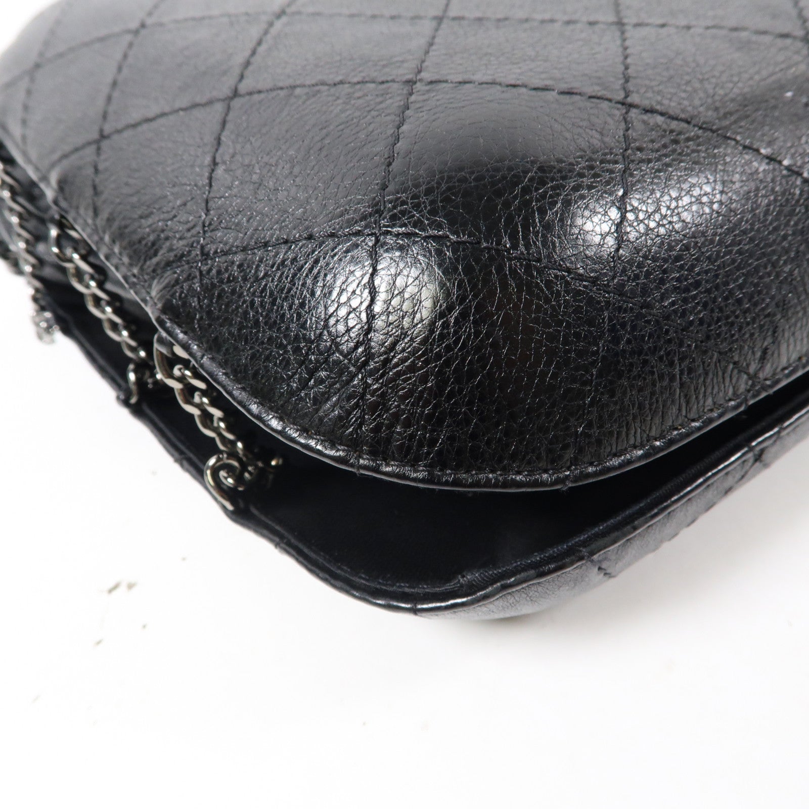 CHANEL 【激減優惠】菱格牛皮皮革Chain Shoulder Bag金扣/銀扣鏈帶肩背袋黑色