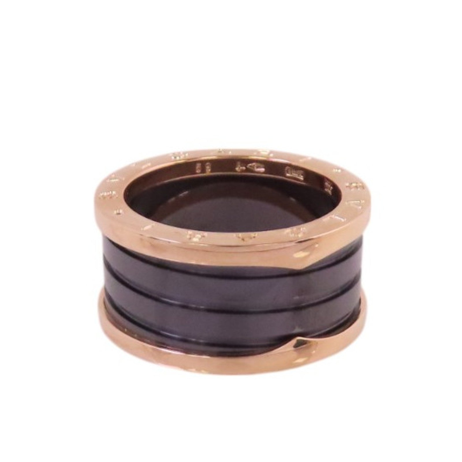 BVLGARI 18K玫瑰金/陶瓷B-Zero 1 4Band Ring戒指#59/US#8.25