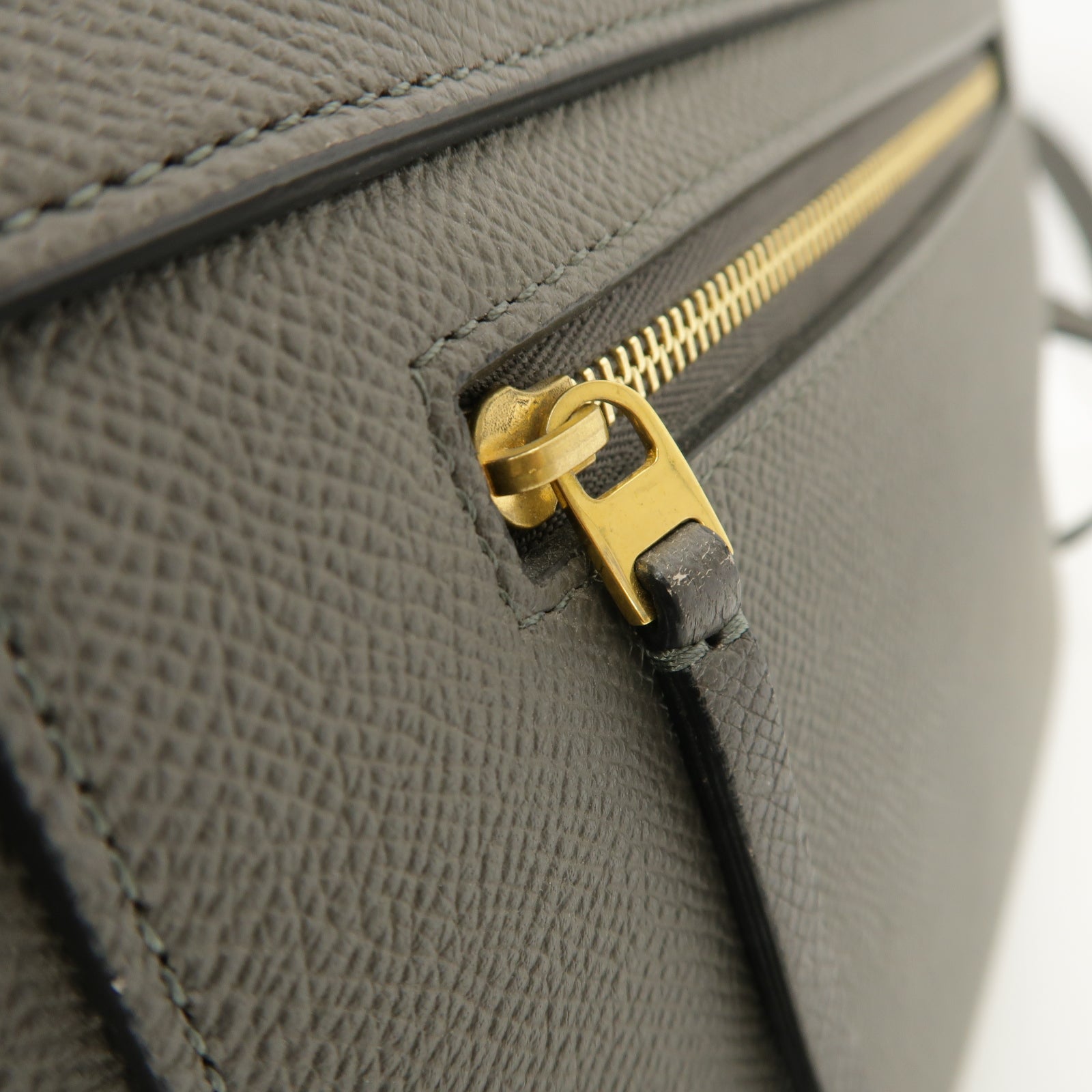 CELINE 牛皮皮革Belt Bag金扣手挽肩背兩用袋灰色