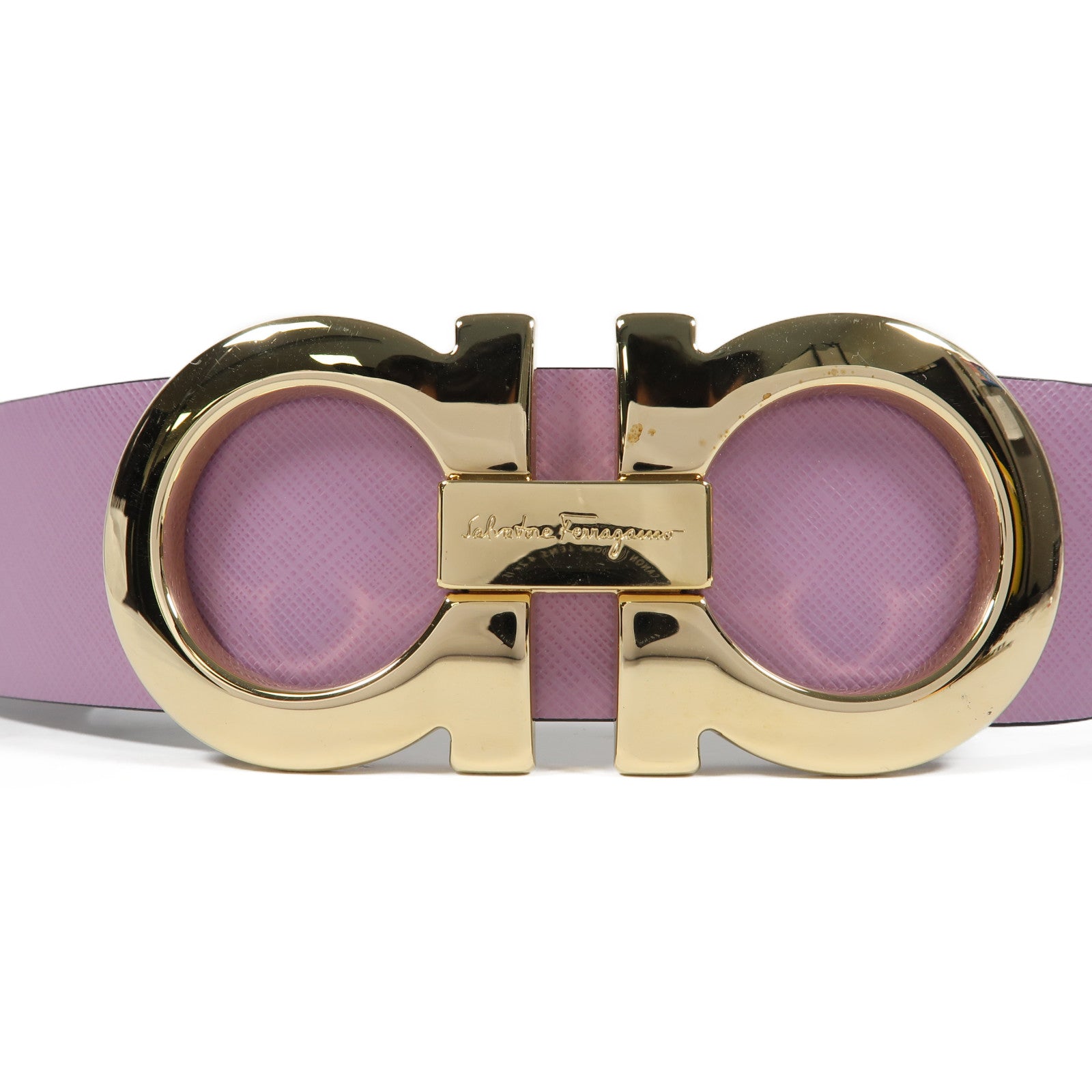 Salvatore Ferragamo 牛皮皮革Belt金扣皮帶紫色