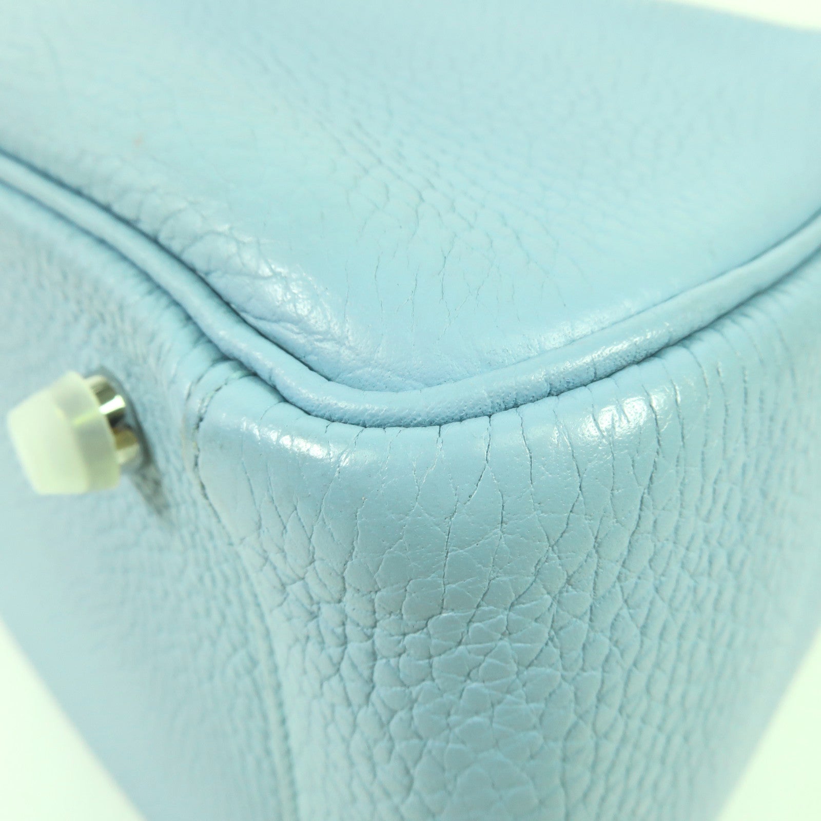 HERMES Clemence皮革Lindy 30銀扣手挽肩背兩用袋Bleu Atoll