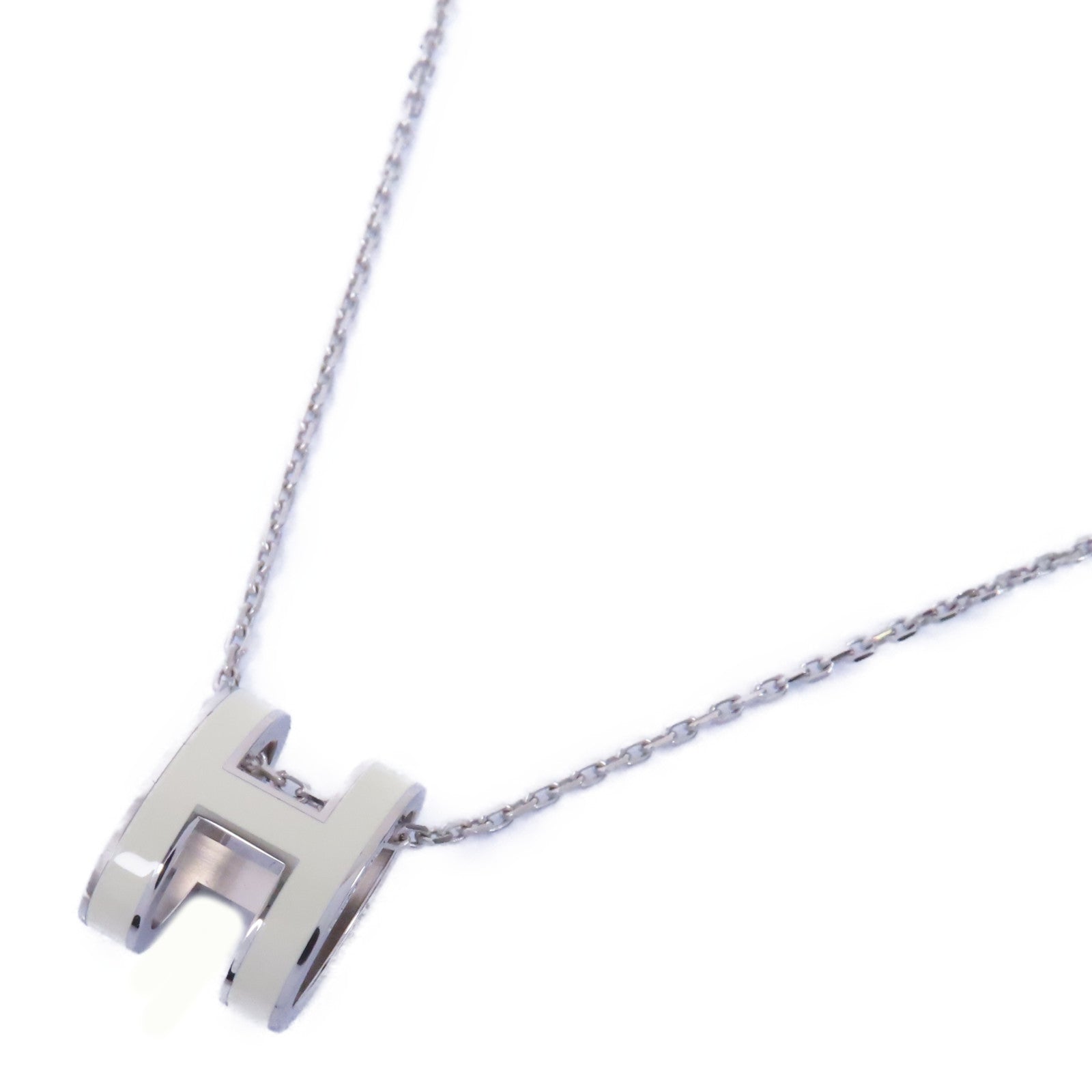 HERMES 金屬Pop H Necklace項鍊白色/銀色