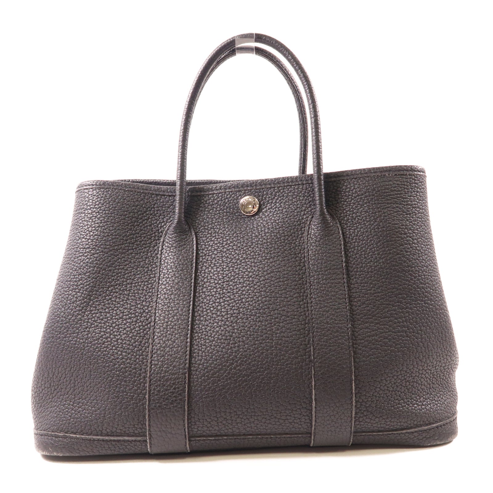 HERMES Negonda皮革Garden Party TPM銀扣手挽袋Noir