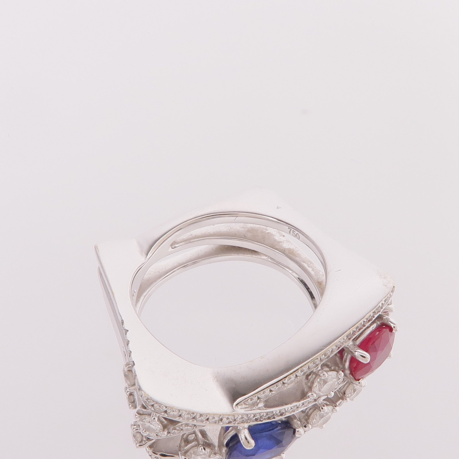 JEWELRY 18K白金Multi Sapphire Diamond Ring多色藍寶石/鑽石戒指US#6