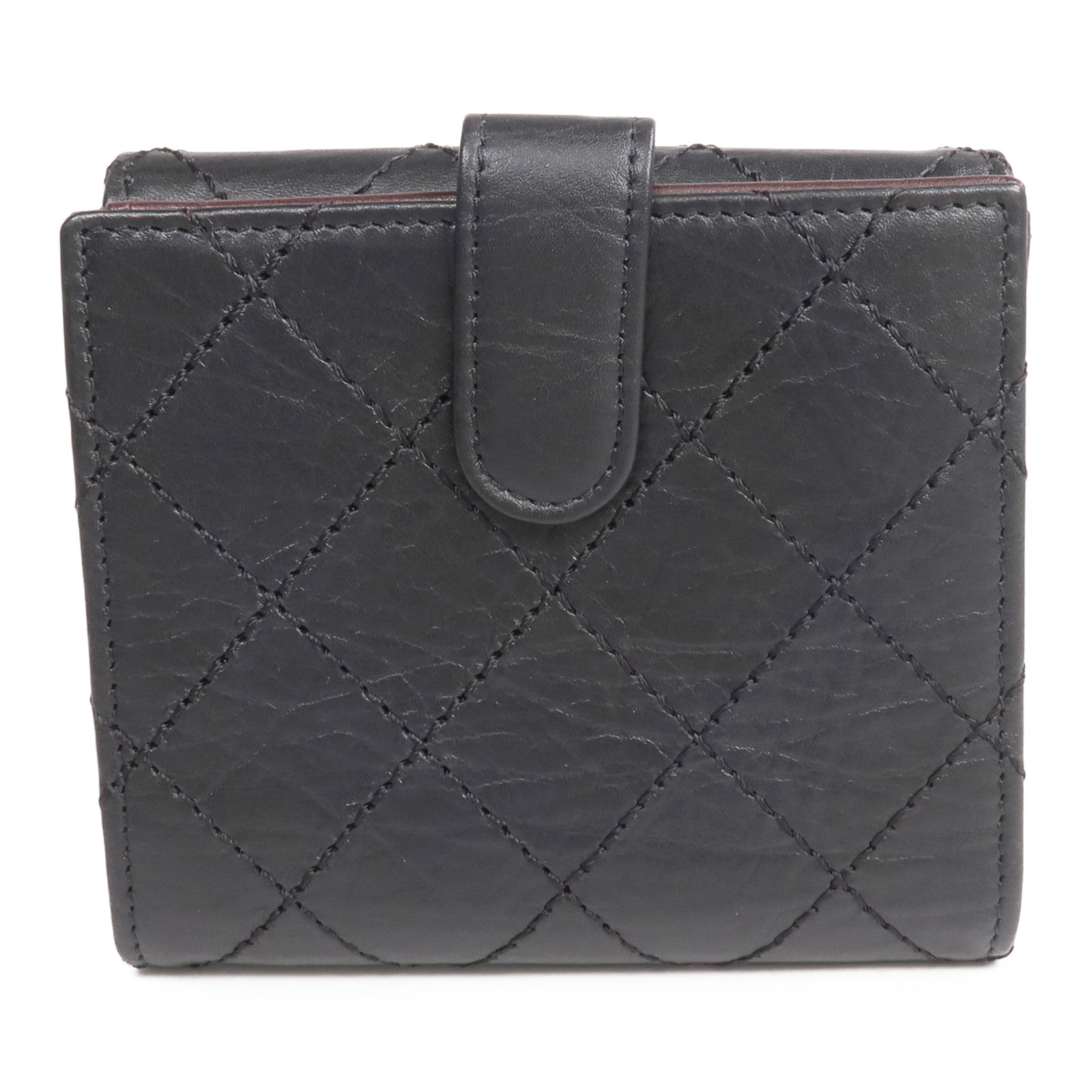 CHANEL 【激減優惠】牛皮皮革2.55 W Snap Wallet銀扣錢包