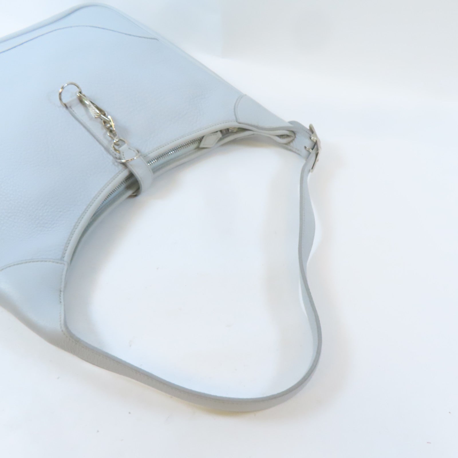 HERMES 【激減優惠】Clemence皮革Trim 35銀扣肩背袋Bleu Glacier淺藍色