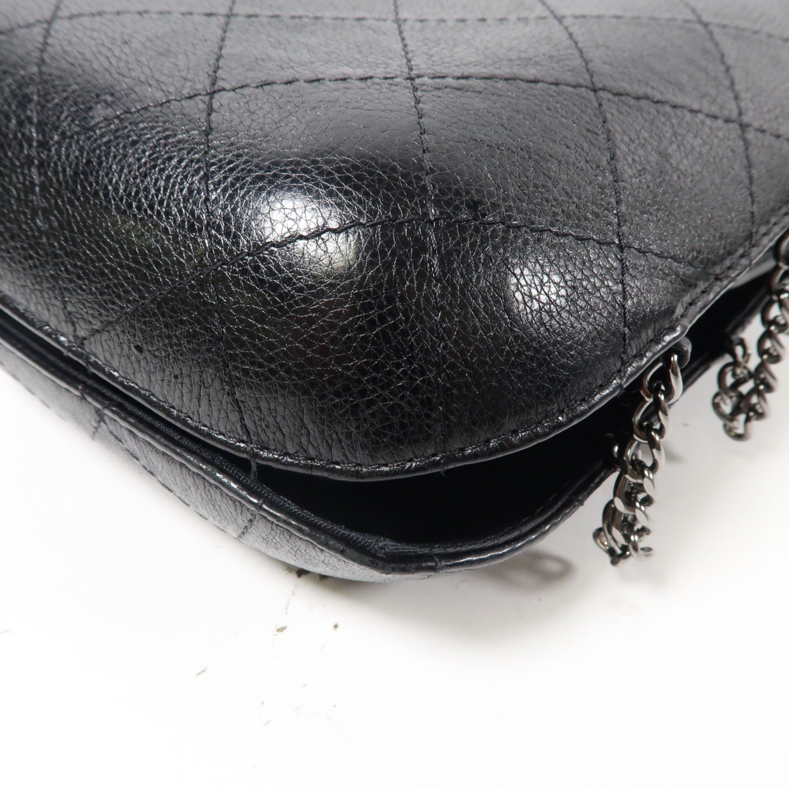 CHANEL 【激減優惠】菱格牛皮皮革Chain Shoulder Bag金扣/銀扣鏈帶肩背袋黑色