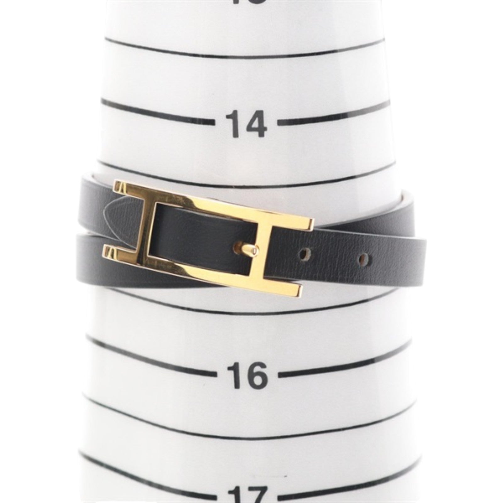 HERMES Swift皮革Hapi 3 Bracelet金扣手鏈Black/Fauve
