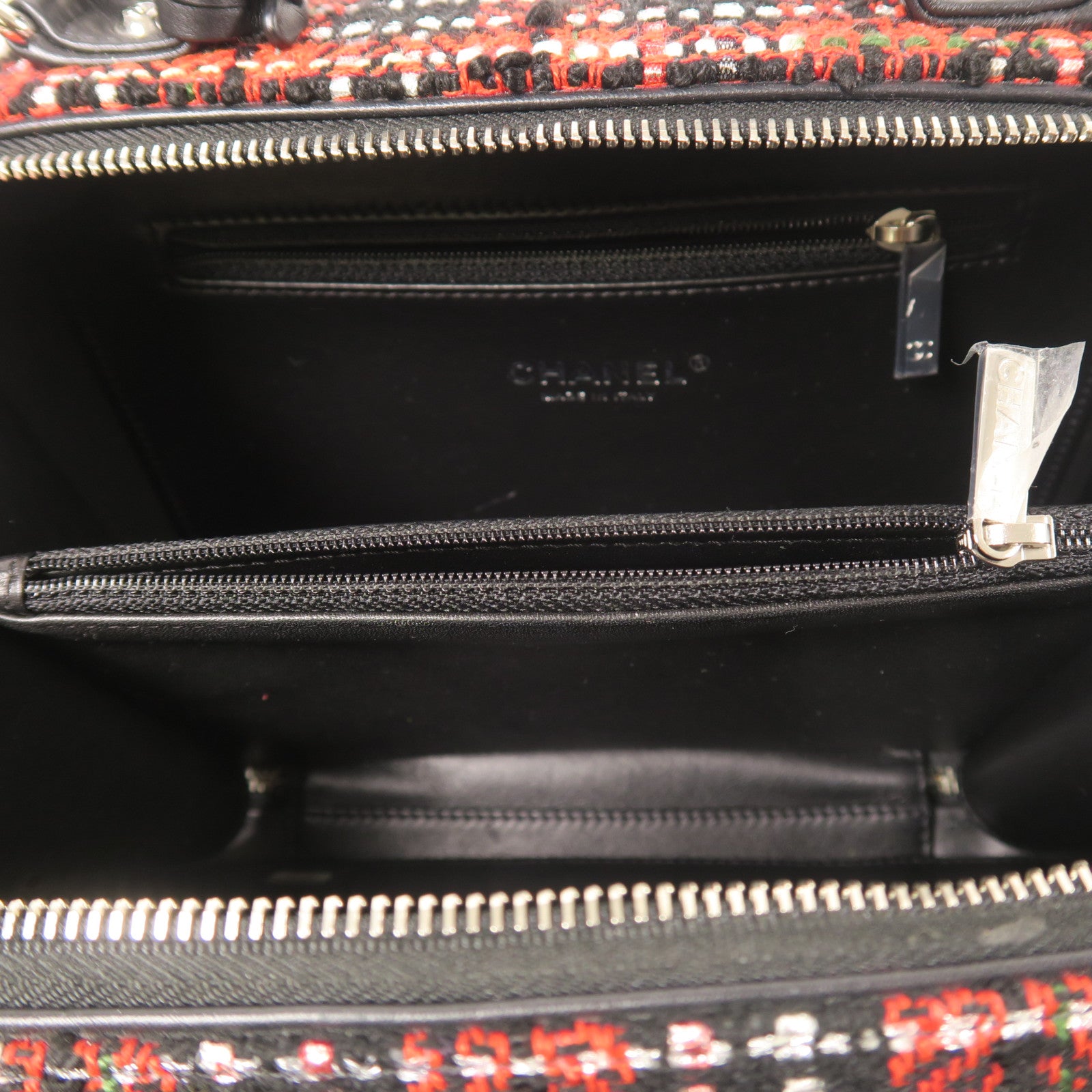 CHANEL 【激減優惠】Tweed Vanity Case銀扣手挽肩背兩用袋