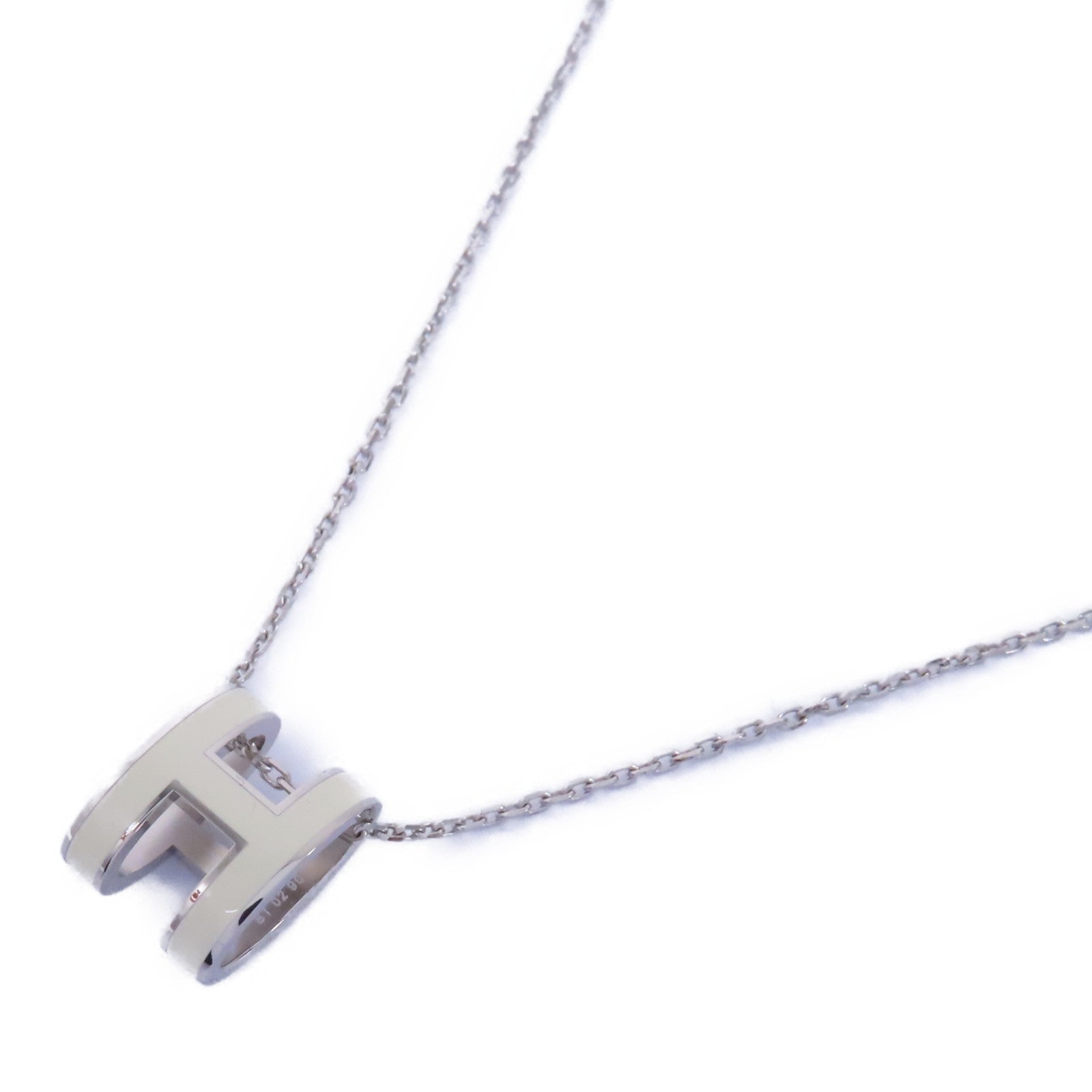 HERMES 金屬Pop H Necklace項鍊白色/銀色