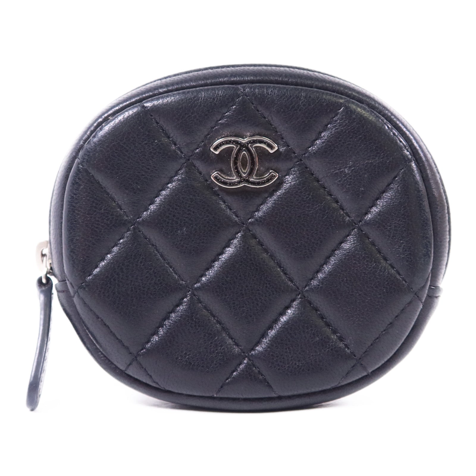 CHANEL 羊皮皮革Coin Case銀扣零錢包