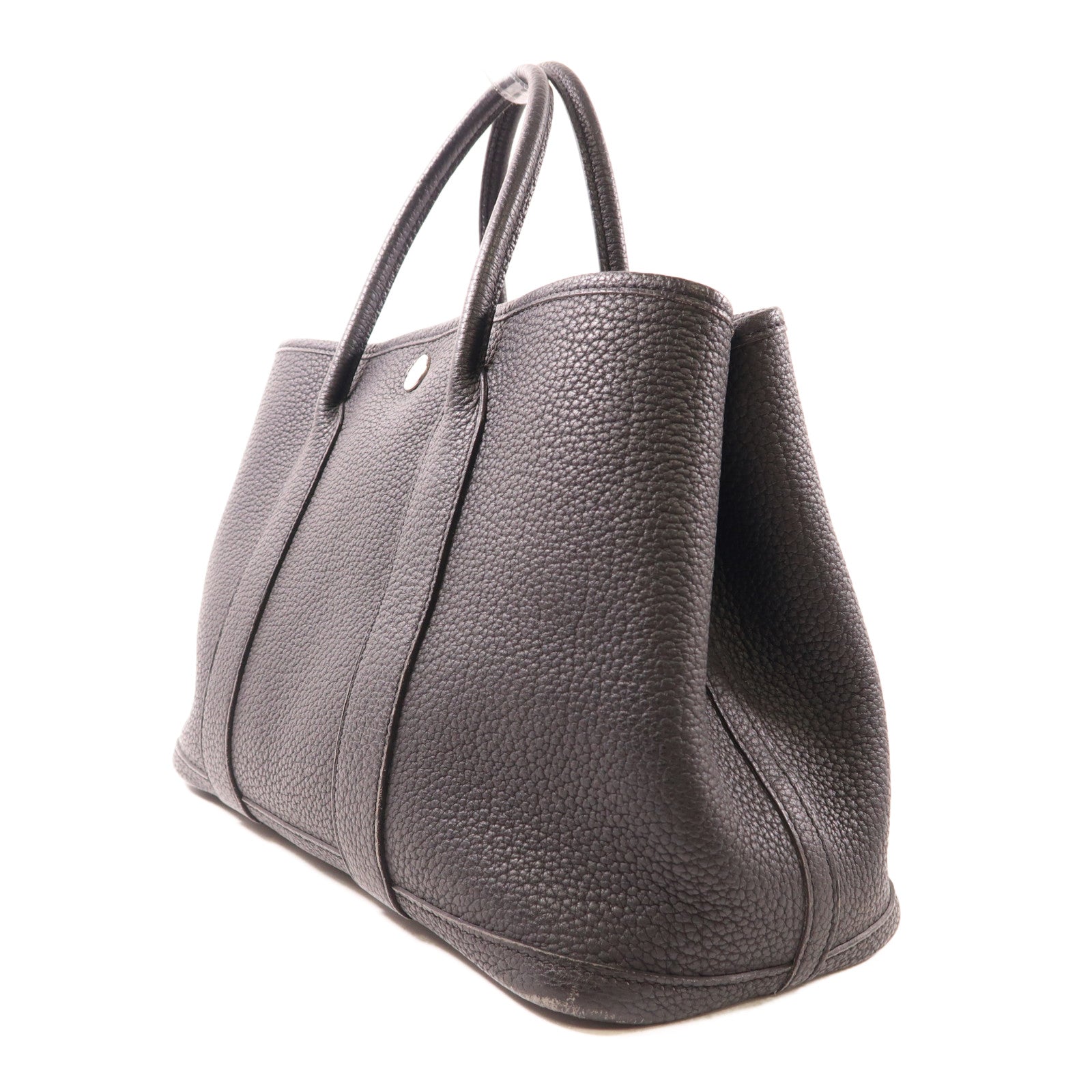 HERMES Negonda皮革Garden Party TPM銀扣手挽袋Noir