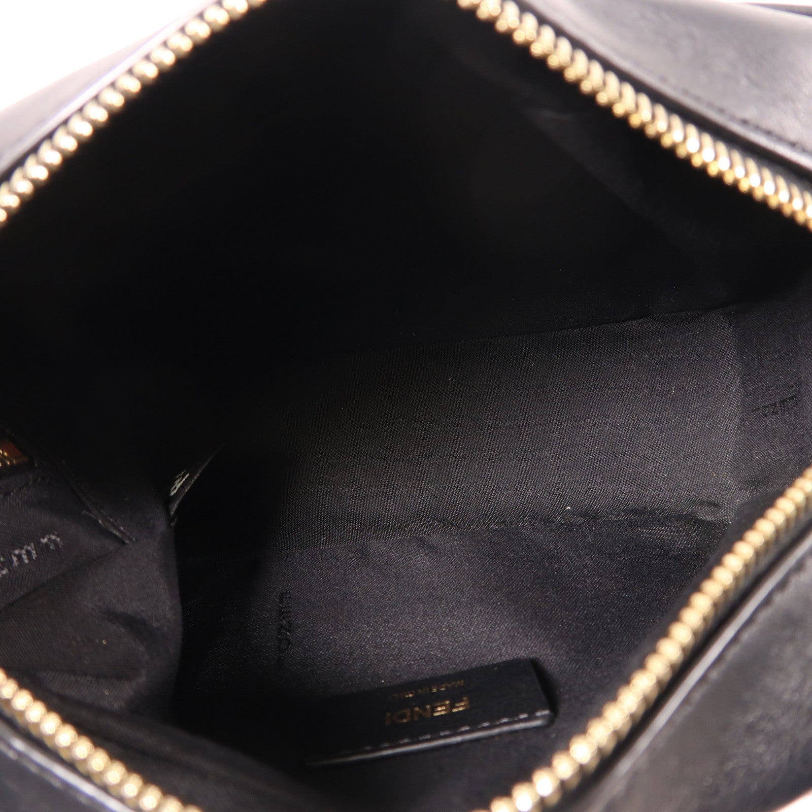 FENDI 皮革Shoulder Bag金扣肩背袋棕色/黑色