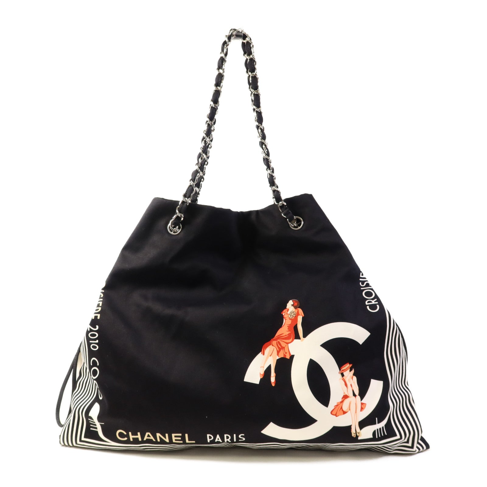 CHANEL 布料Tote Bag銀扣手挽袋